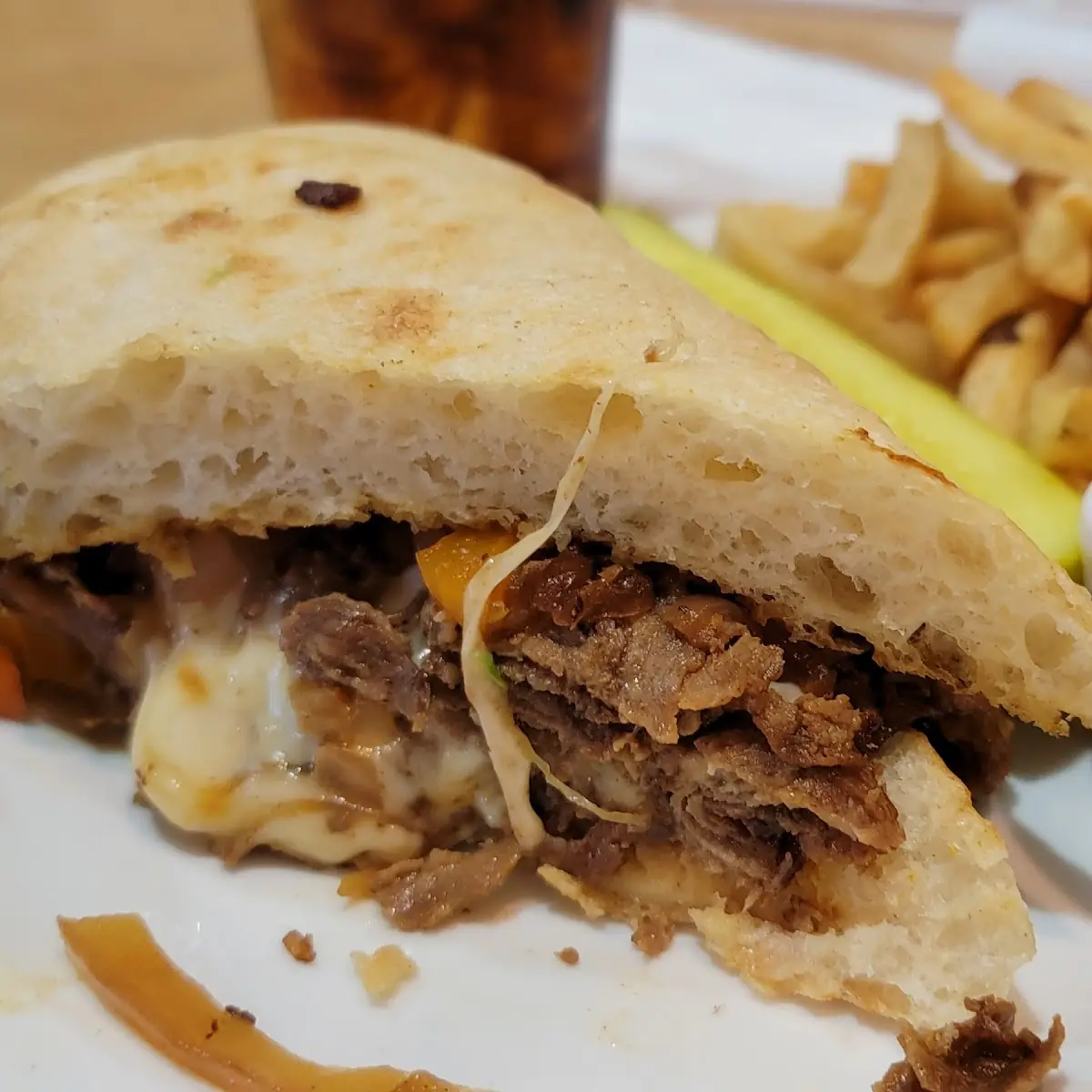 Cheese Steak Panini with Fries
