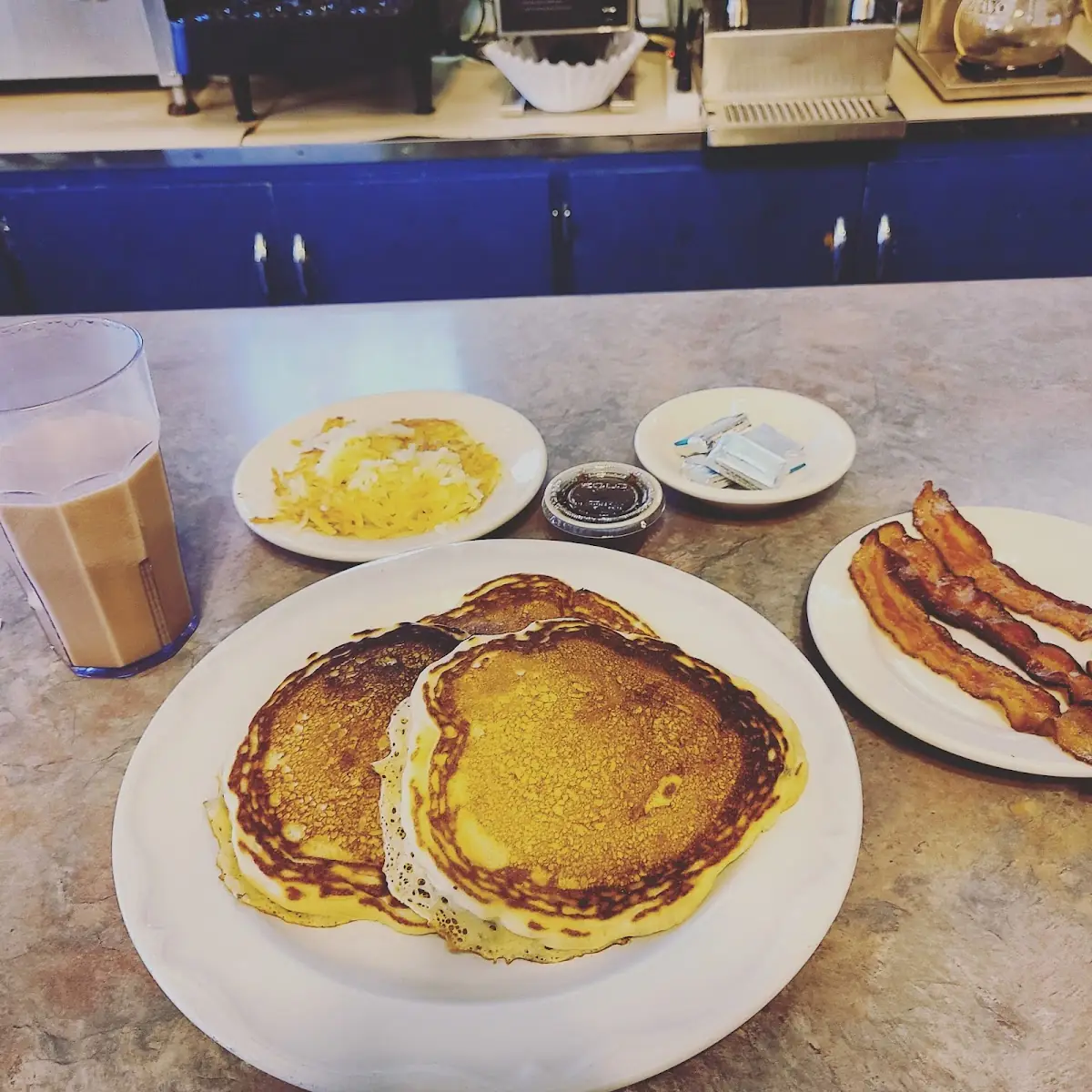 Blueberry Pancakes Bacon Hash Browns