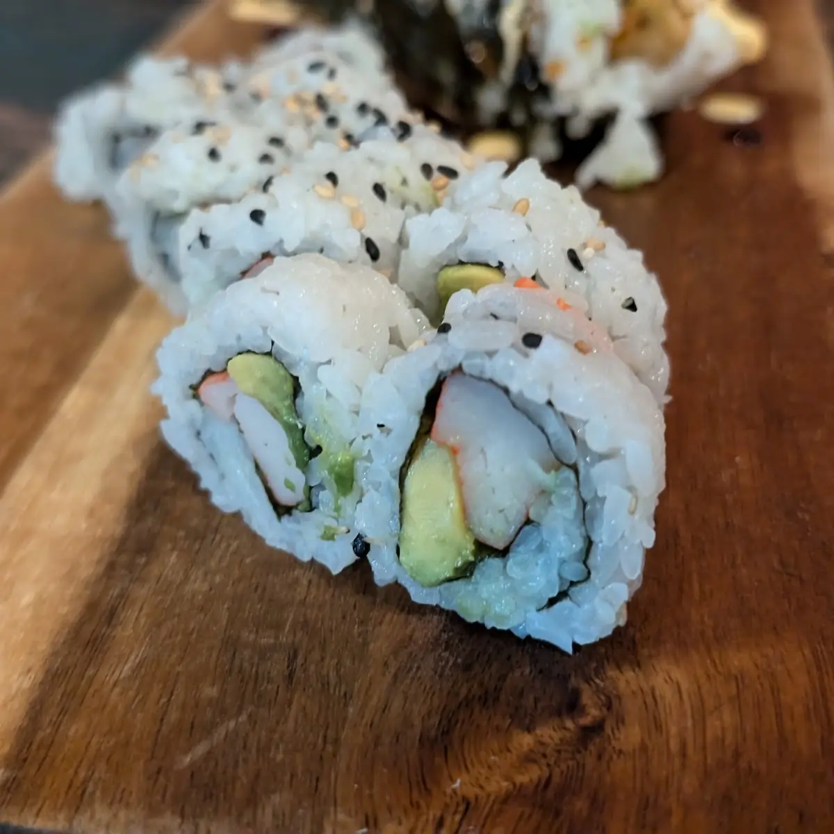 Kid California Roll Topped w Cooked Shrimp