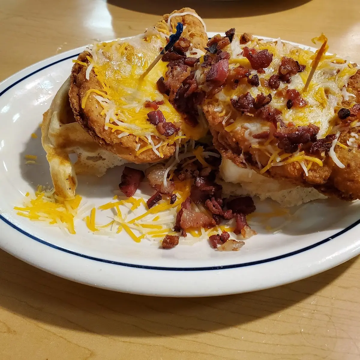 Chicken and Bacon Cheddar Waffles