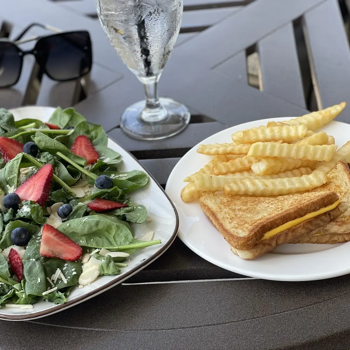 Spinach Salad Grilled Cheese and Fries