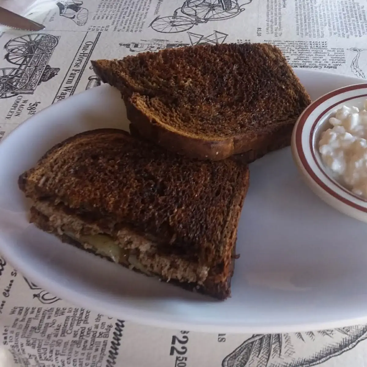 Patty Melt and Cottage Cheese