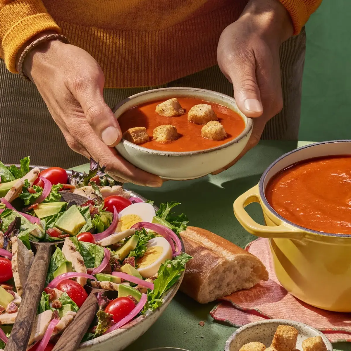 Tomato Soup & Green Goddess Salad for a Group