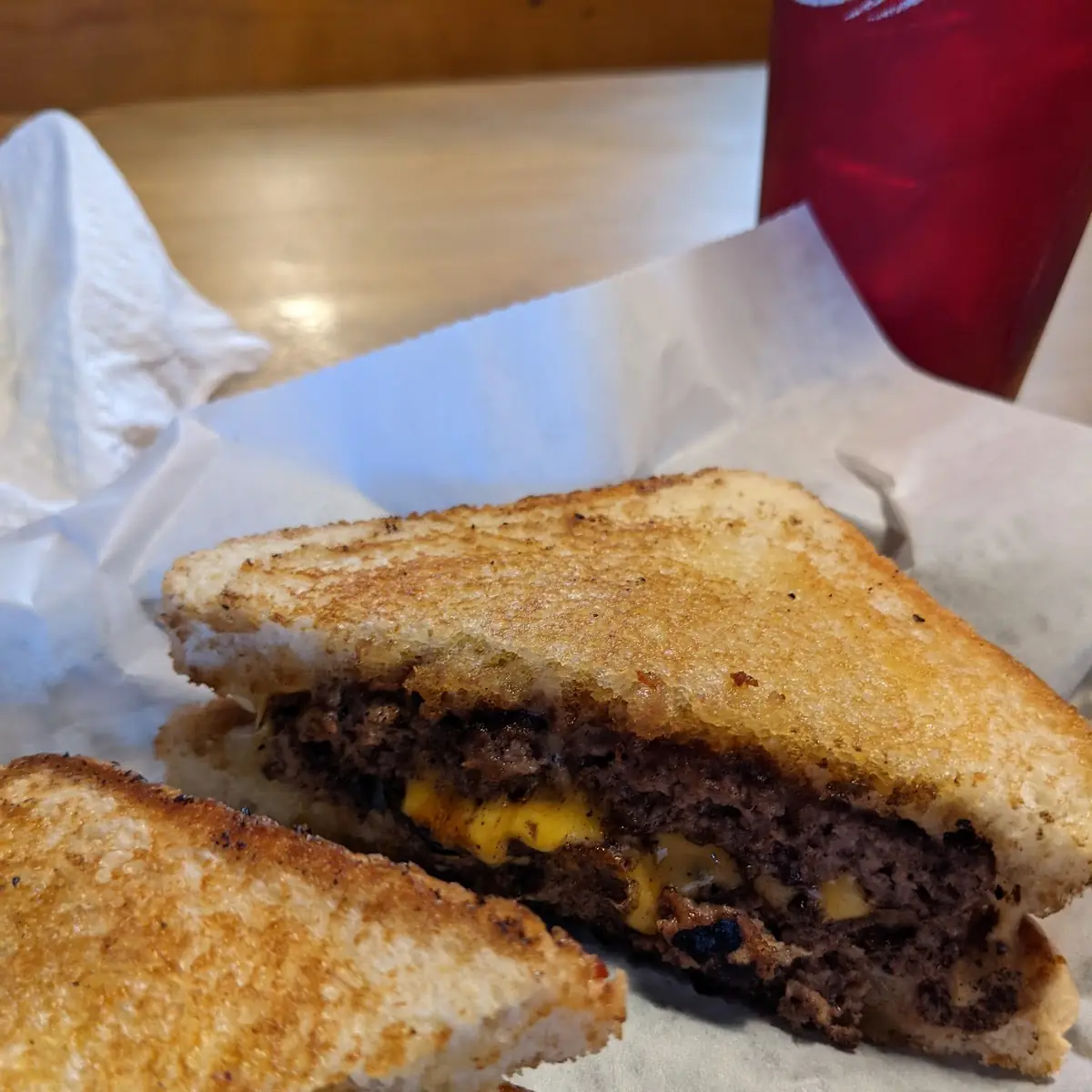 Grilled Cheese Burger and Fries