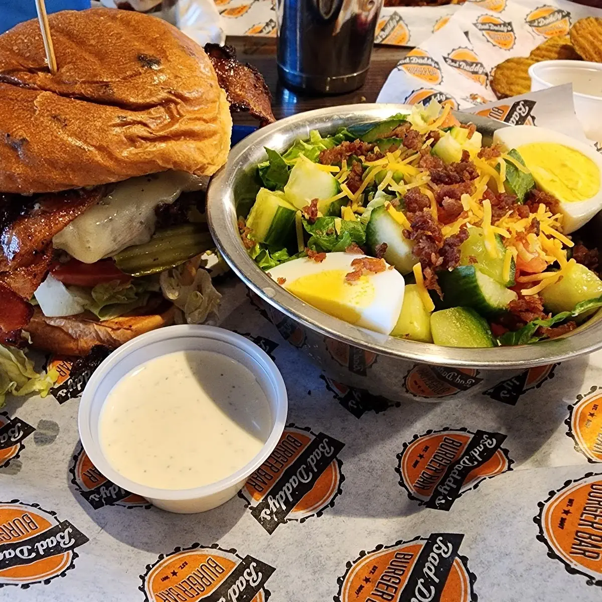 Bacon Burger with Salad