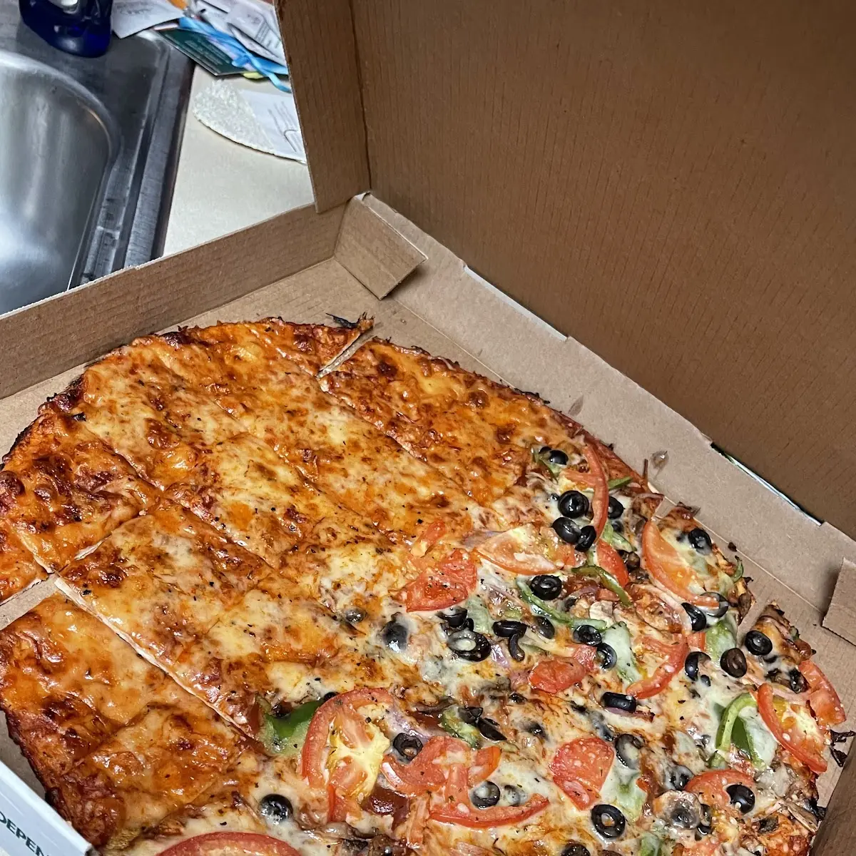 Half Cheese Half Veggie Pizza