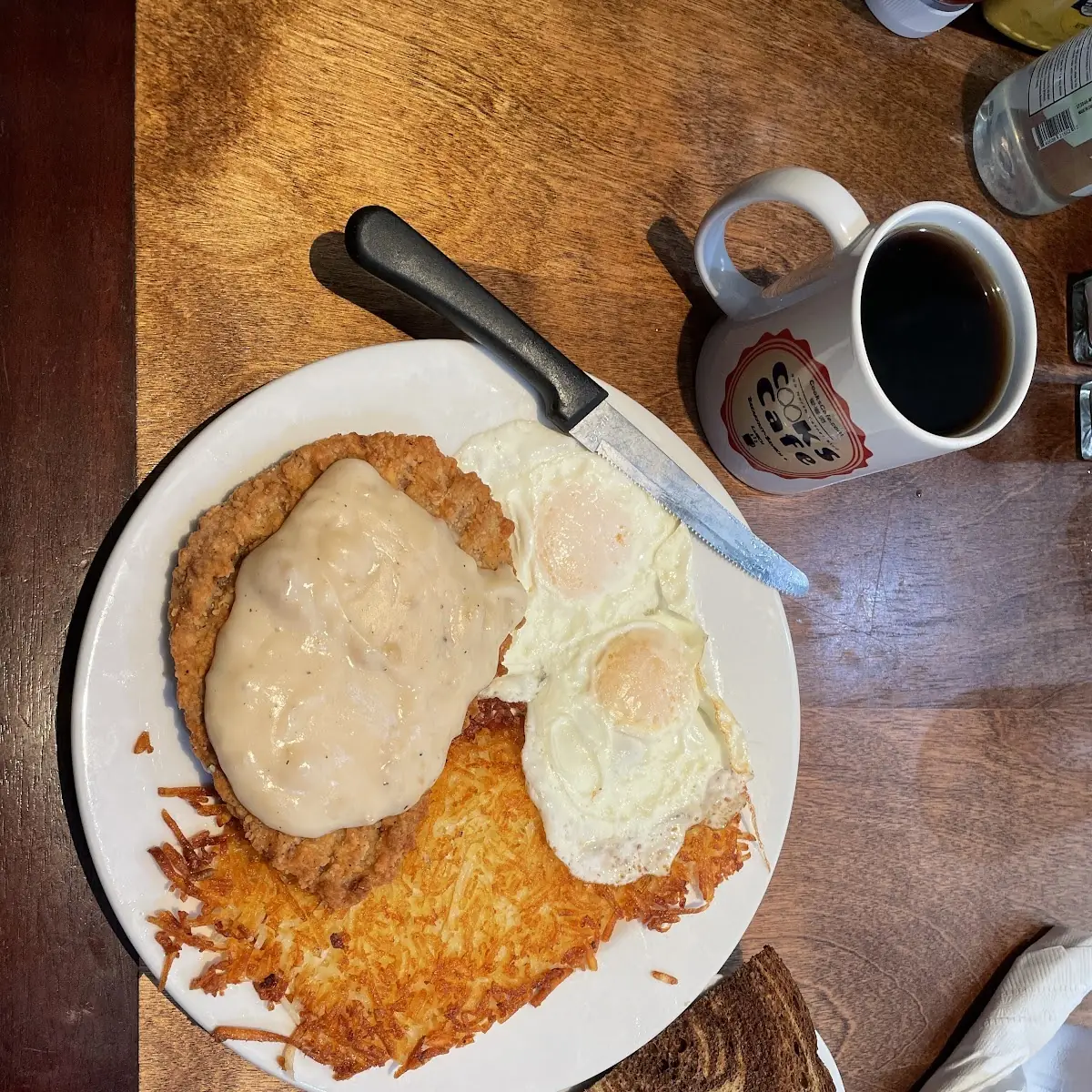 Chicken Fried Steak and Eggs with Hashbrowns