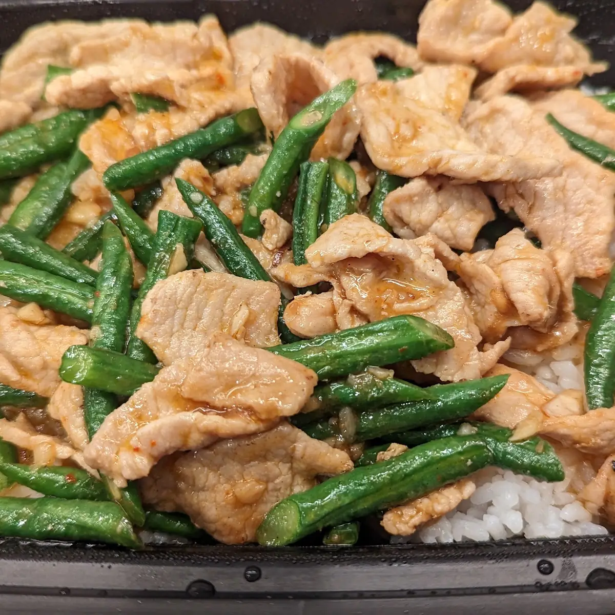 Spicy String Beans on a Bucket of Rice