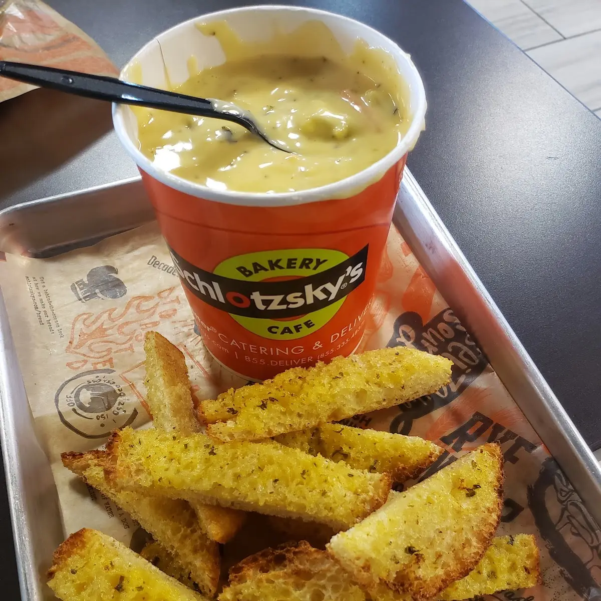 Broccoli Cheese Soup with Garlic Bread