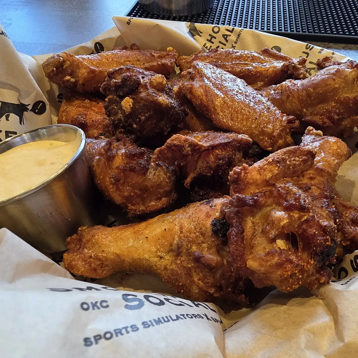 Crispy Smoked Chicken Wings and Sauce