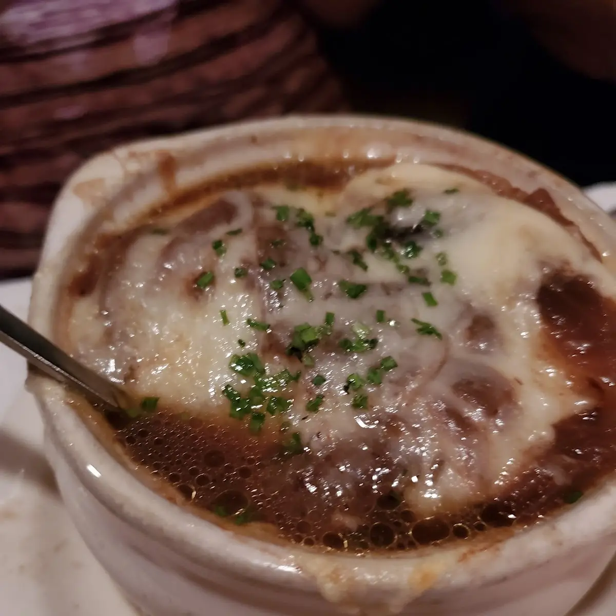 French Onion Soup with Melted Cheese