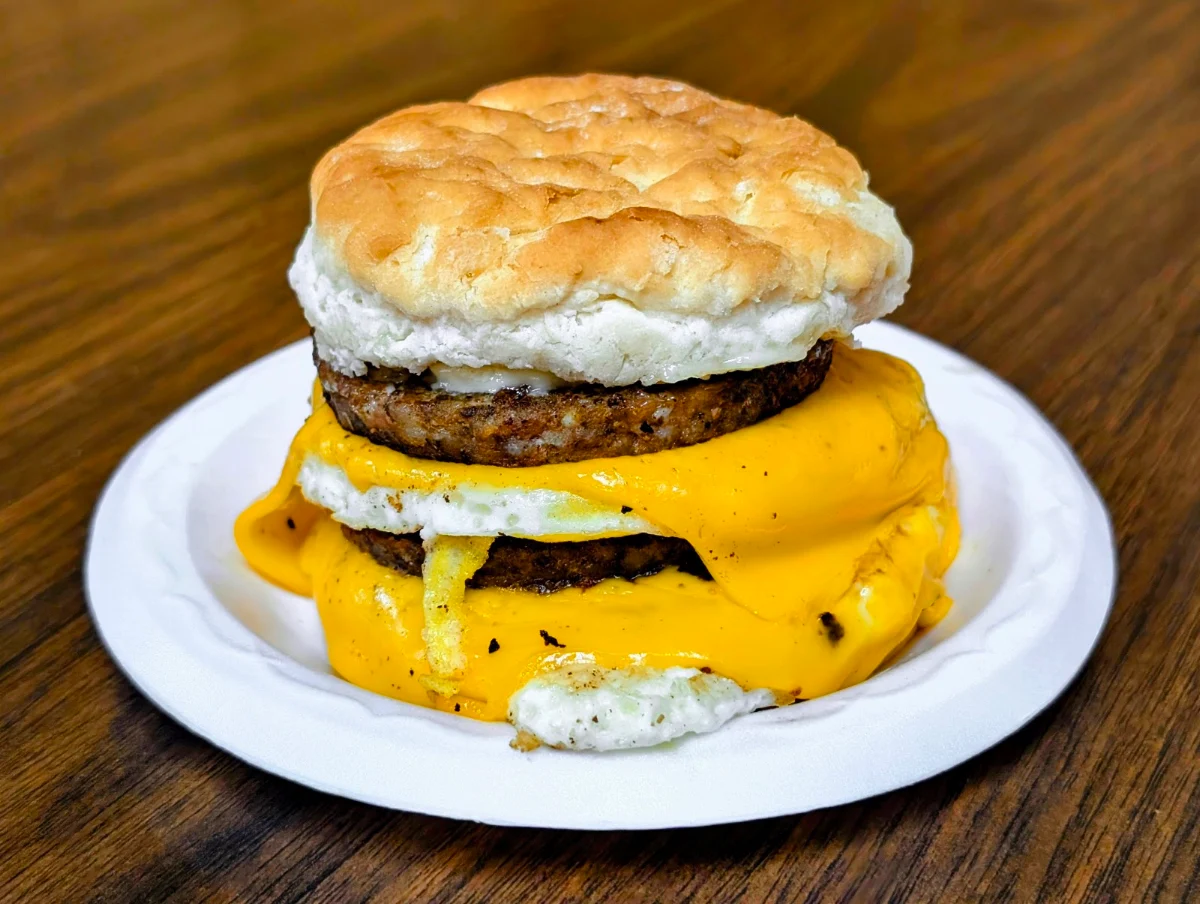 Double Sausage Egg and Cheese Biscuit
