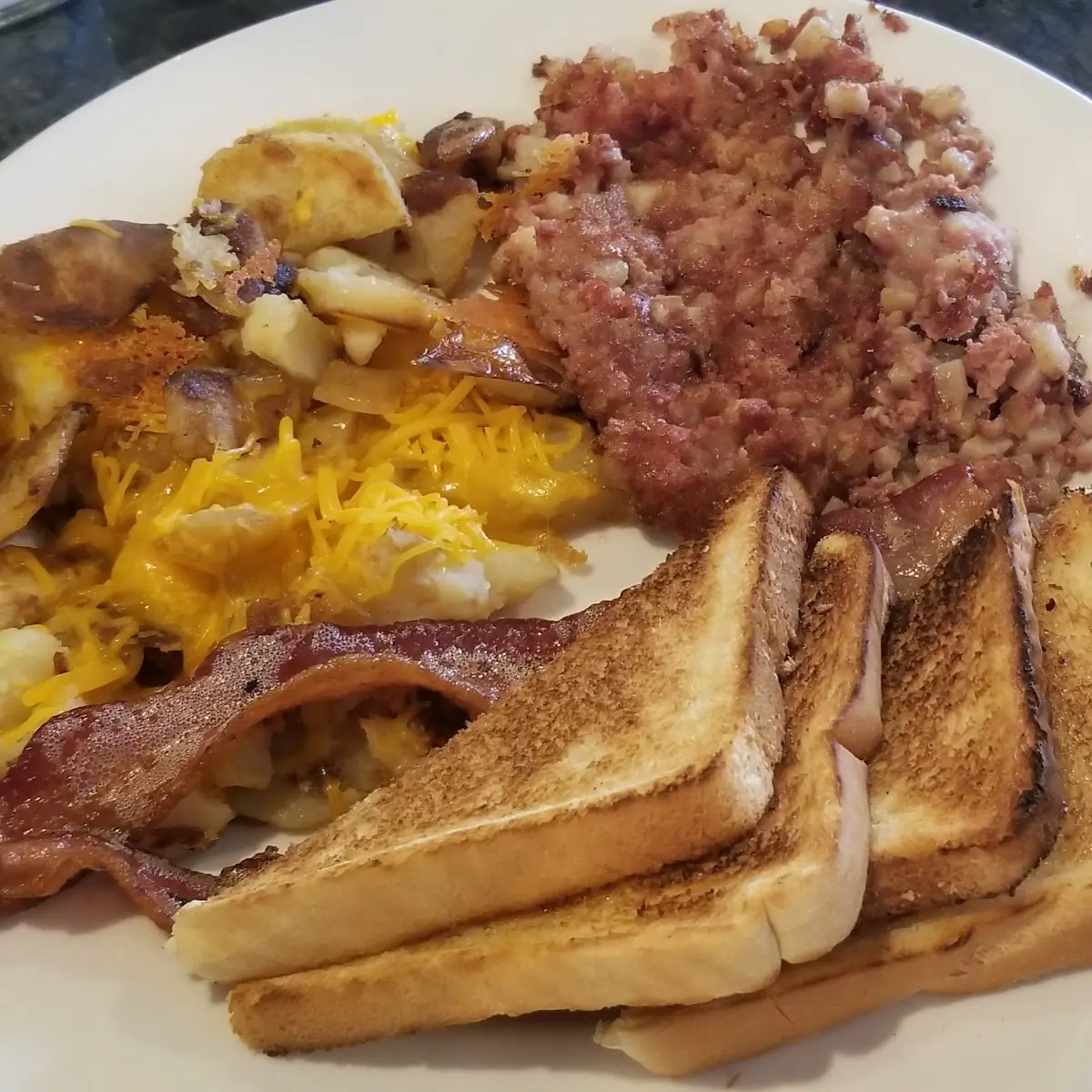 French Toast Corned Beef Hash Loaded Potatoes