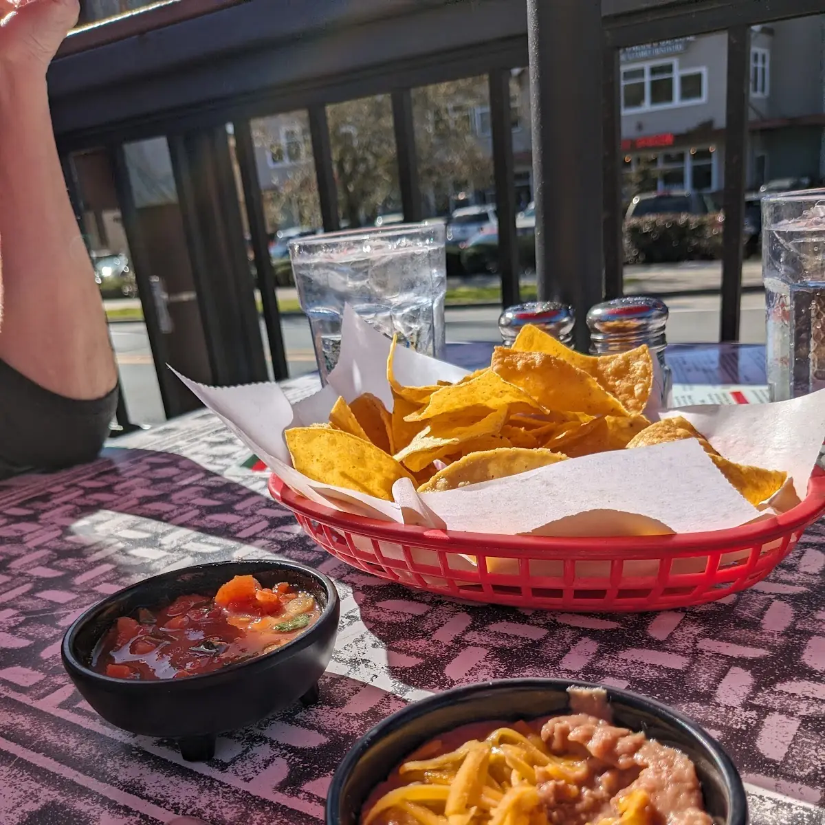 Chips Salsa and Beans