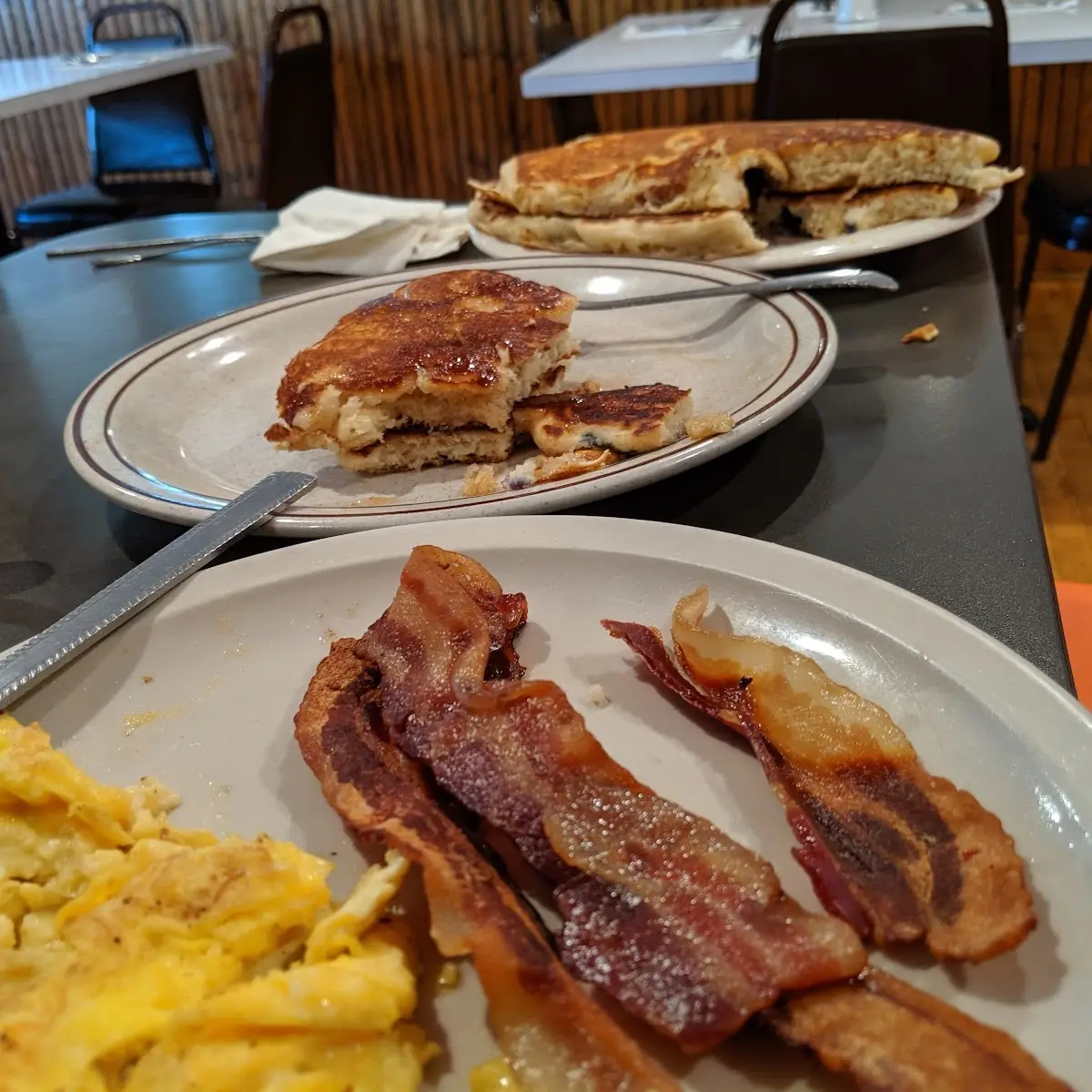 2 Eggs 2 Pancakes Bacon Strips