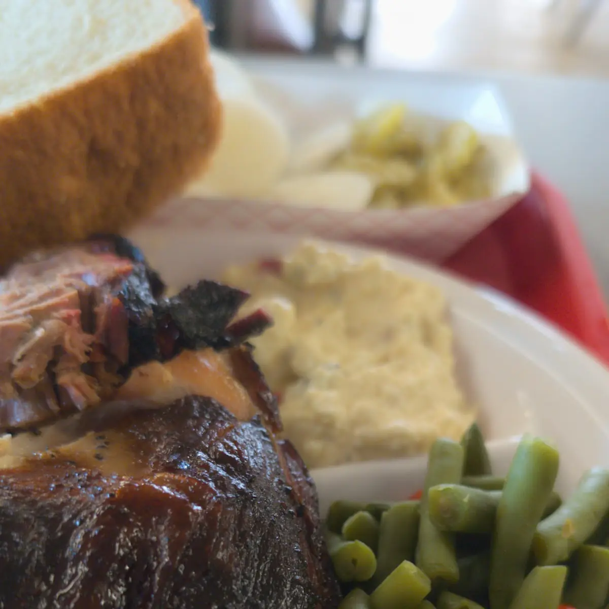 Brisket Potato Salad and Green Beans