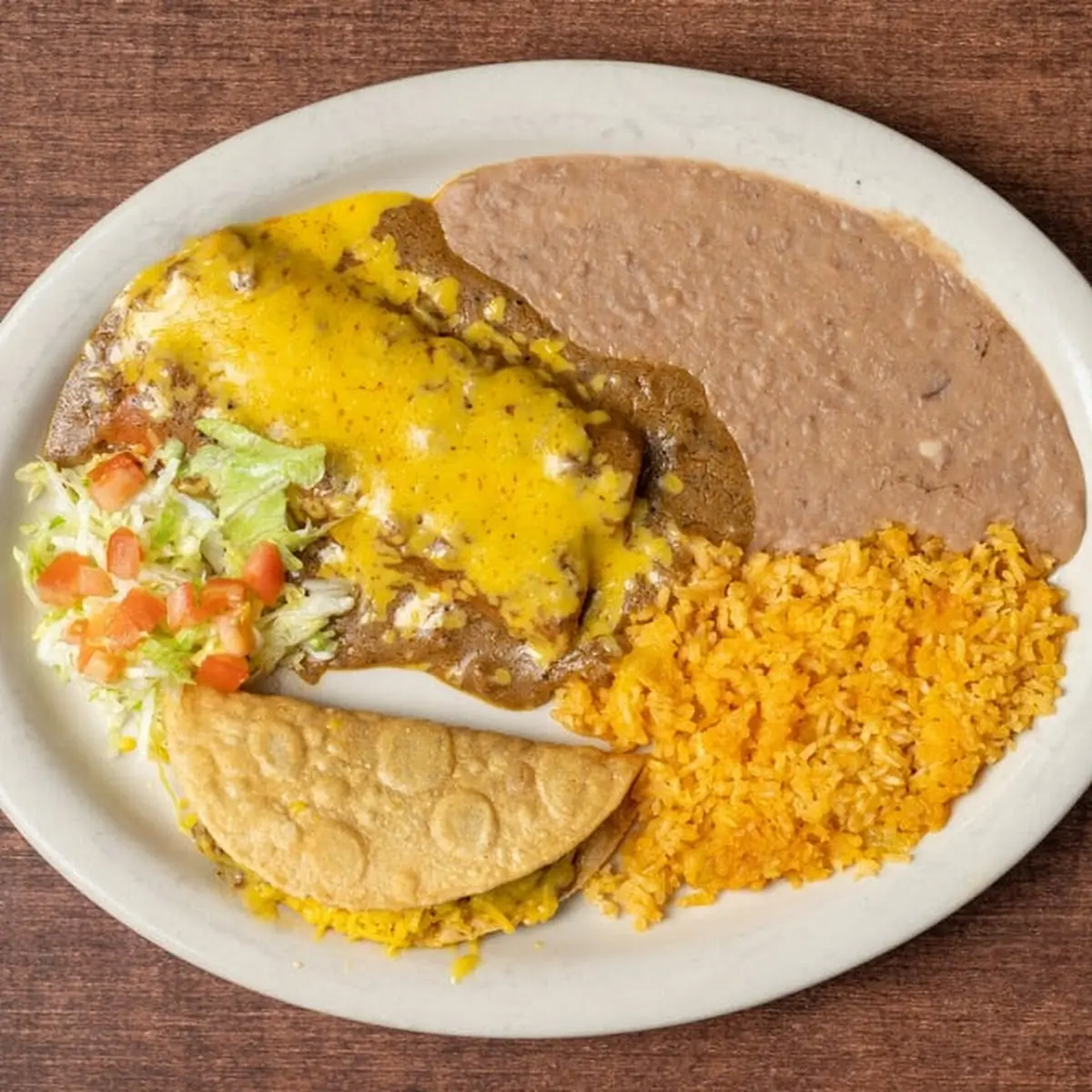 One Puffy Beef Taco Rice & Beans