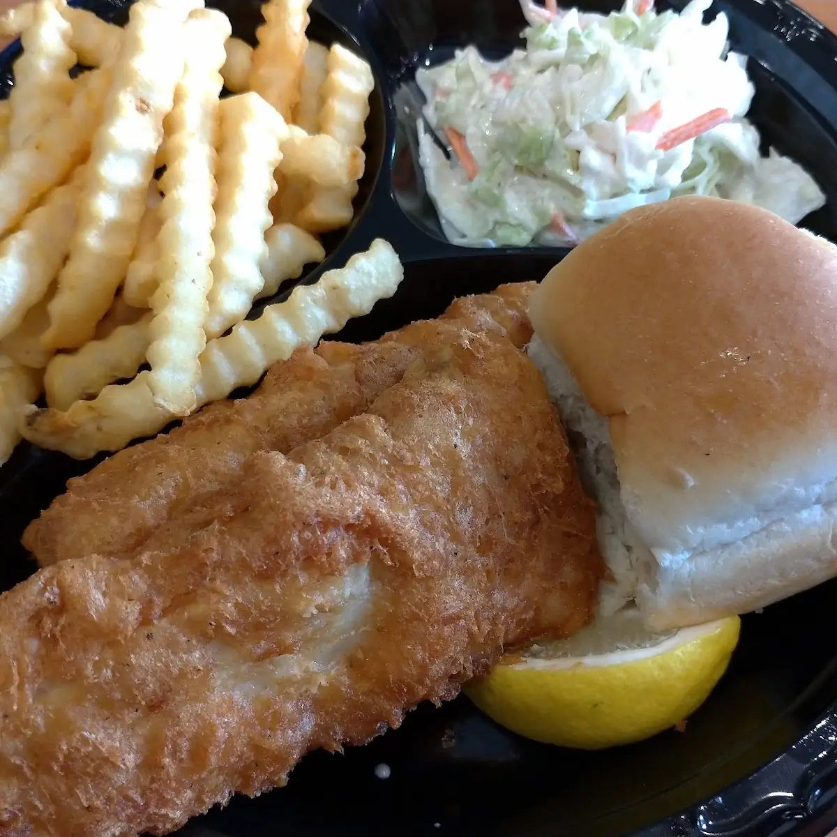 Three Piece Fish Chips and Coleslaw Dinner