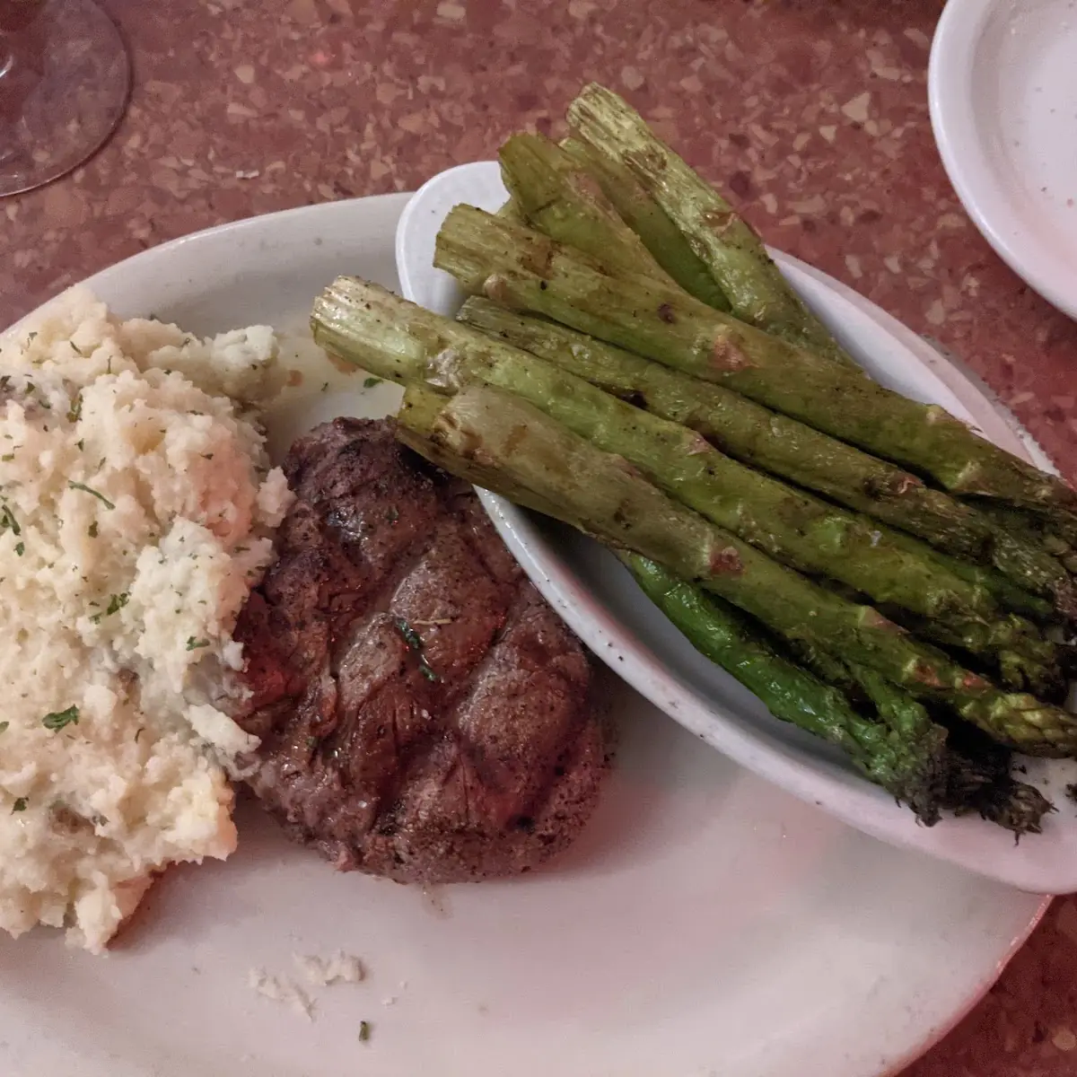 Filet Mignon Asparagus and Mashed Potatoes