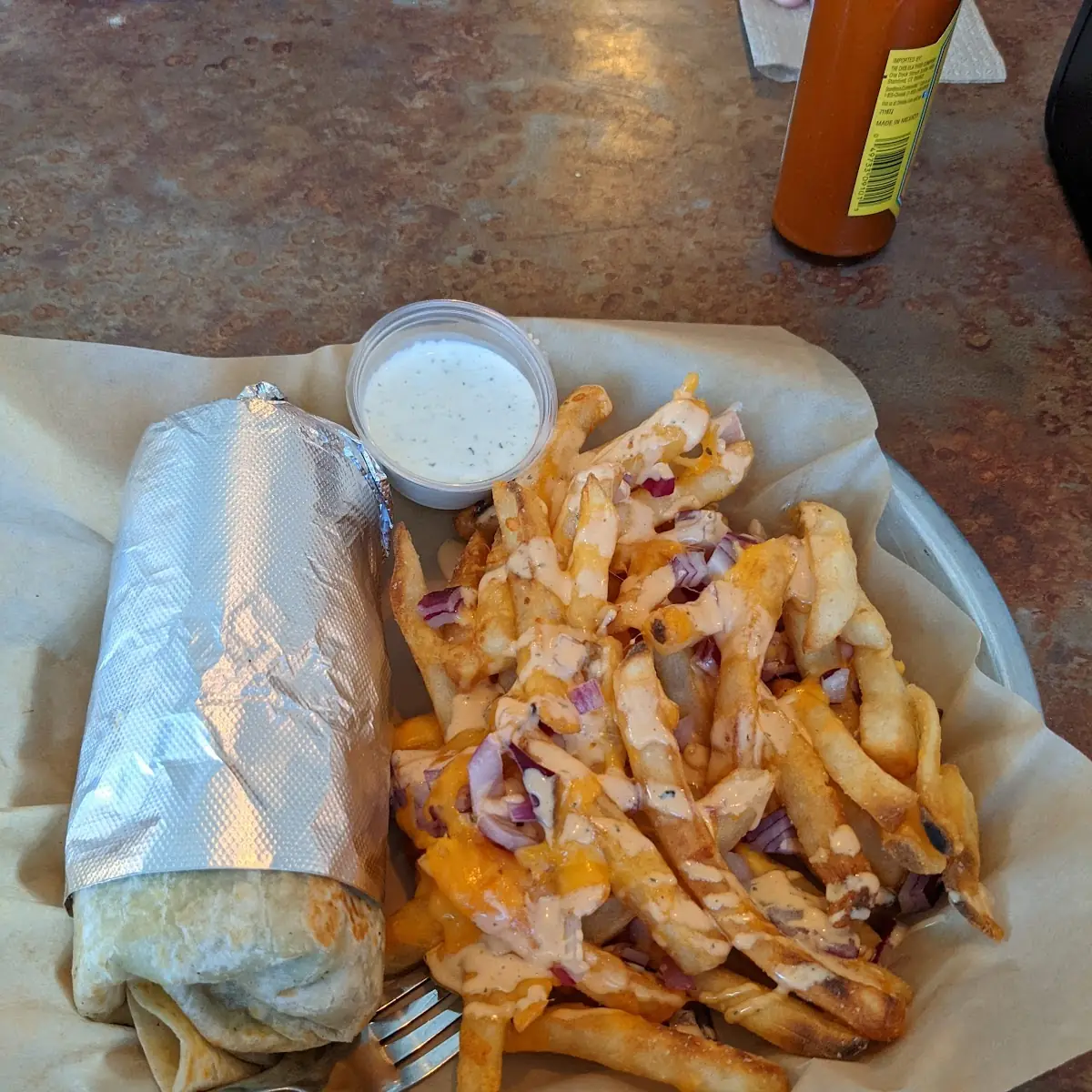 Breakfast Burrito and Fries