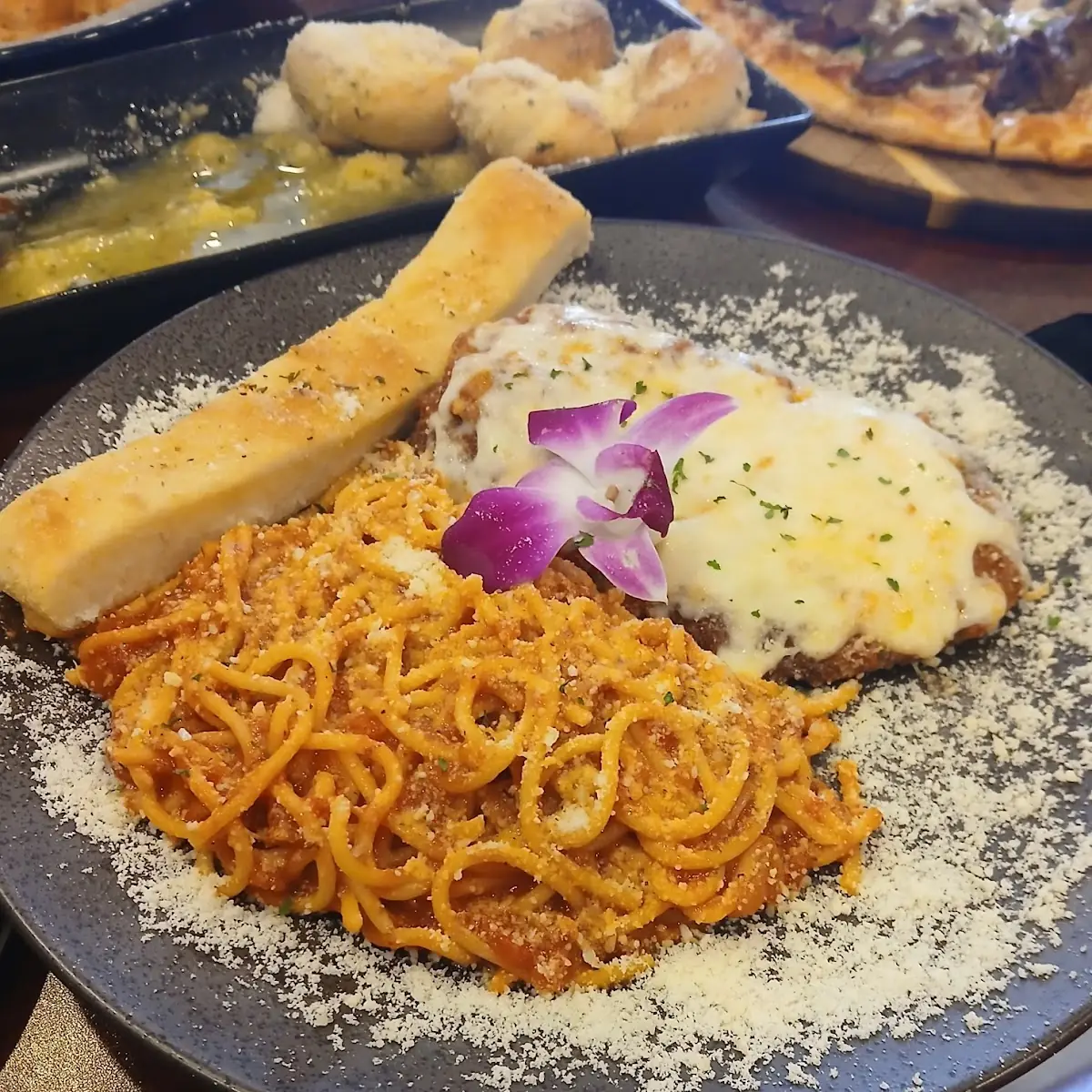Chicken Parm and Spaghetti