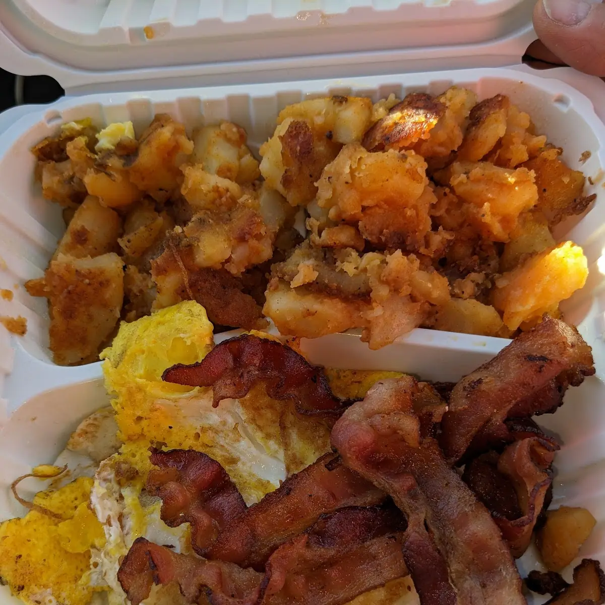 Two Eggs Bacon Home Fries and Rye Toast