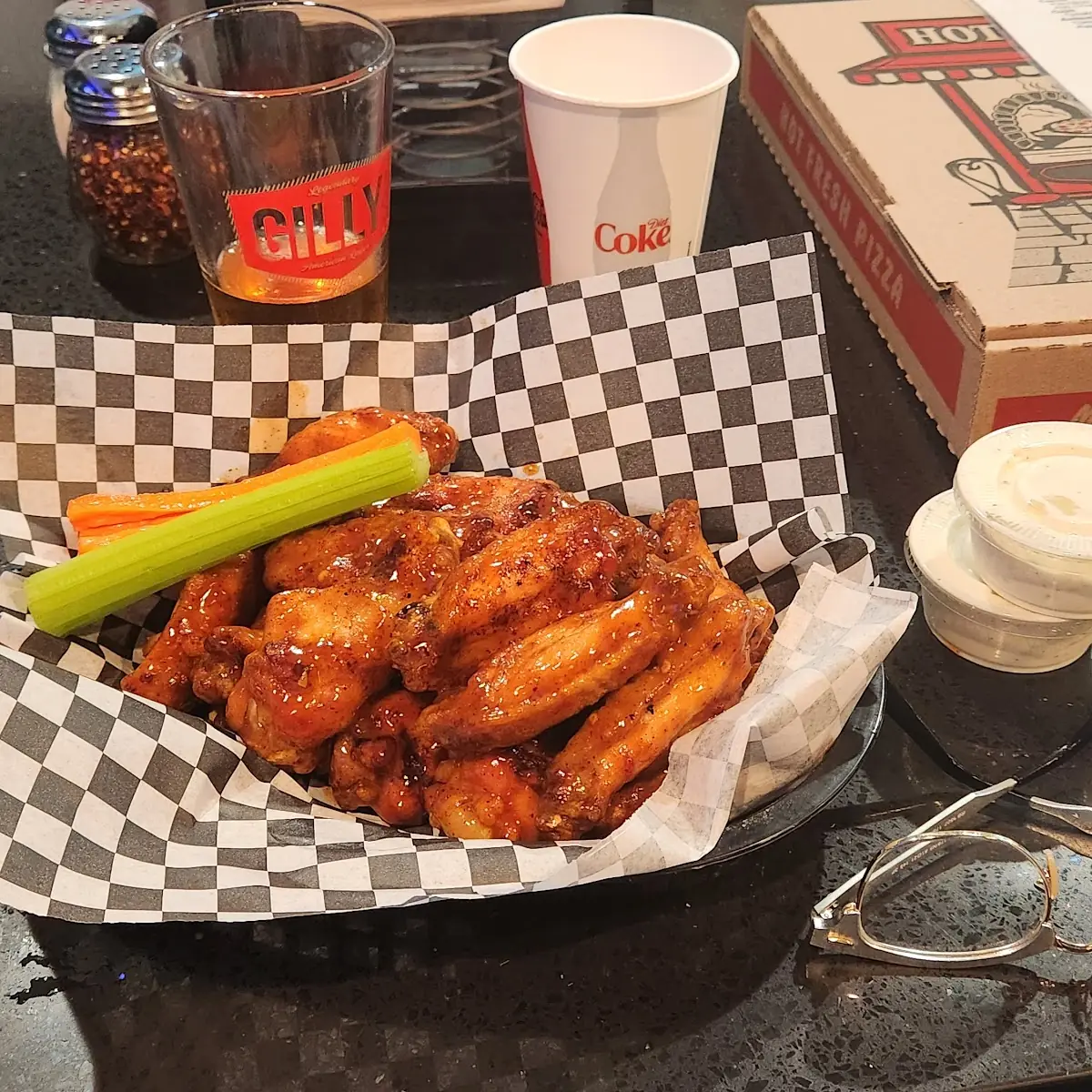 Wings with Mango Jalapeño Sauce Ranch Dressing