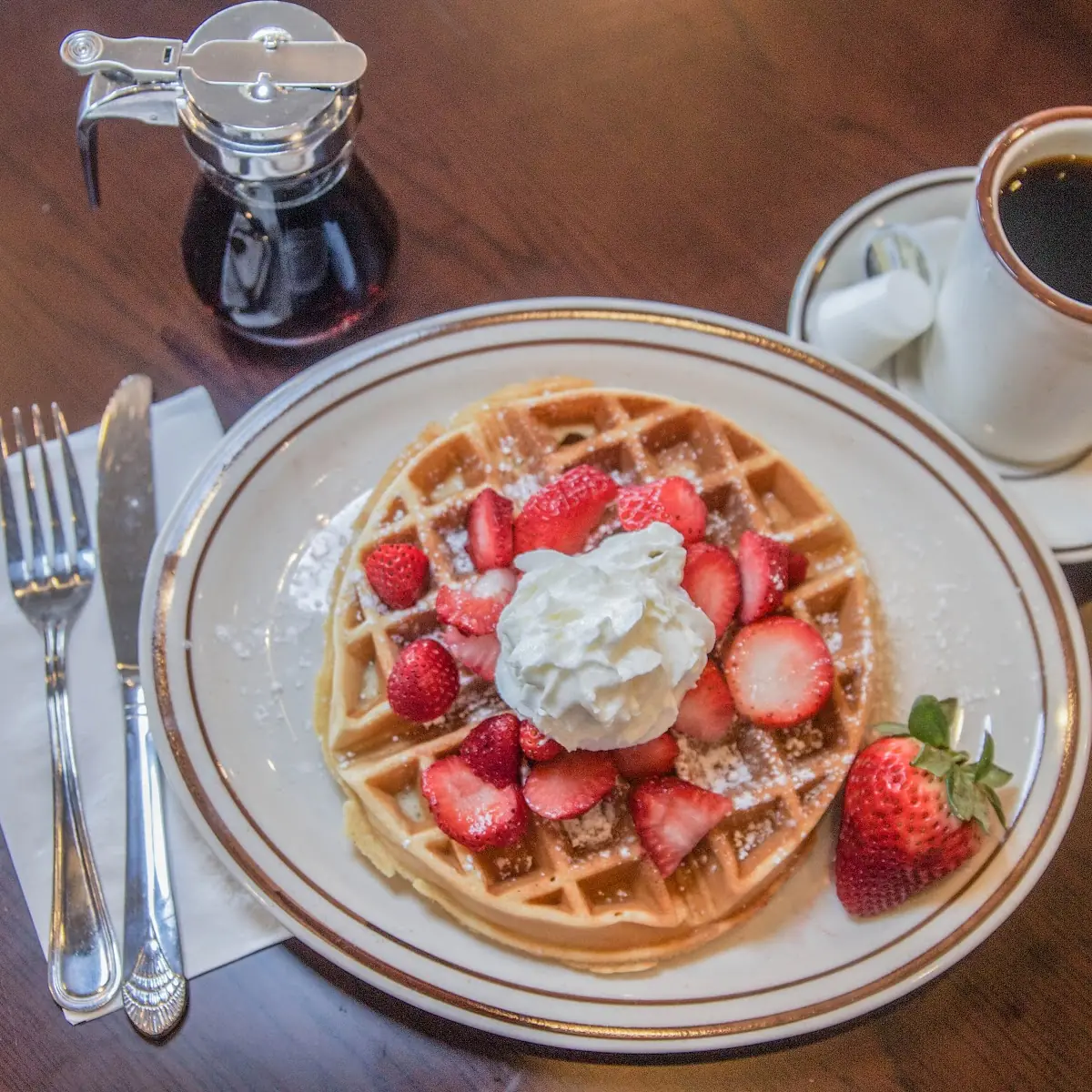 Waffle with Fresh Strawberries