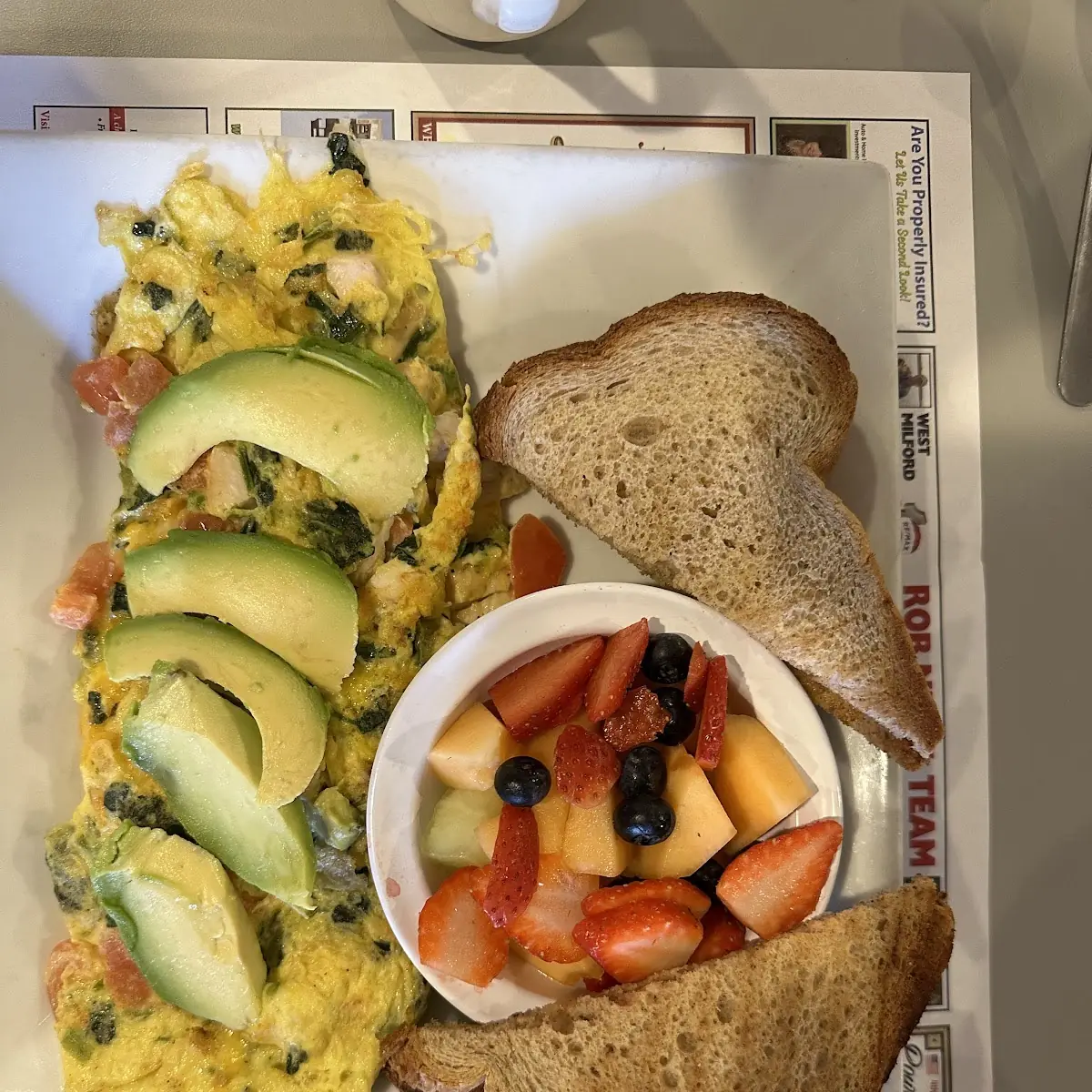 Avocado Chicken Omelette with Cheddar Cheese