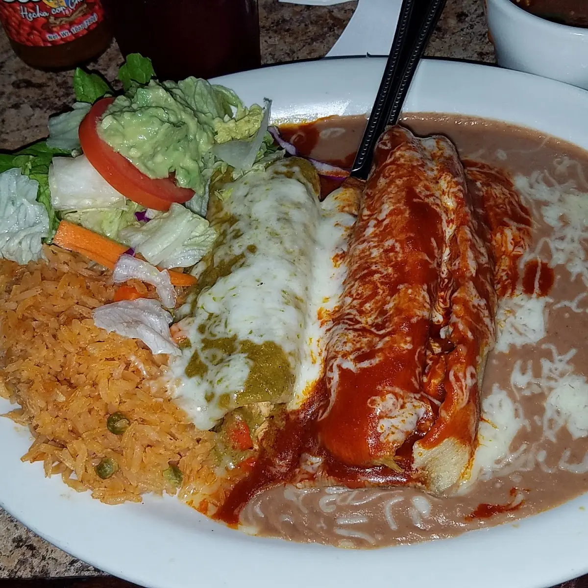 Combination Plate Enchilada and Chile Relleno