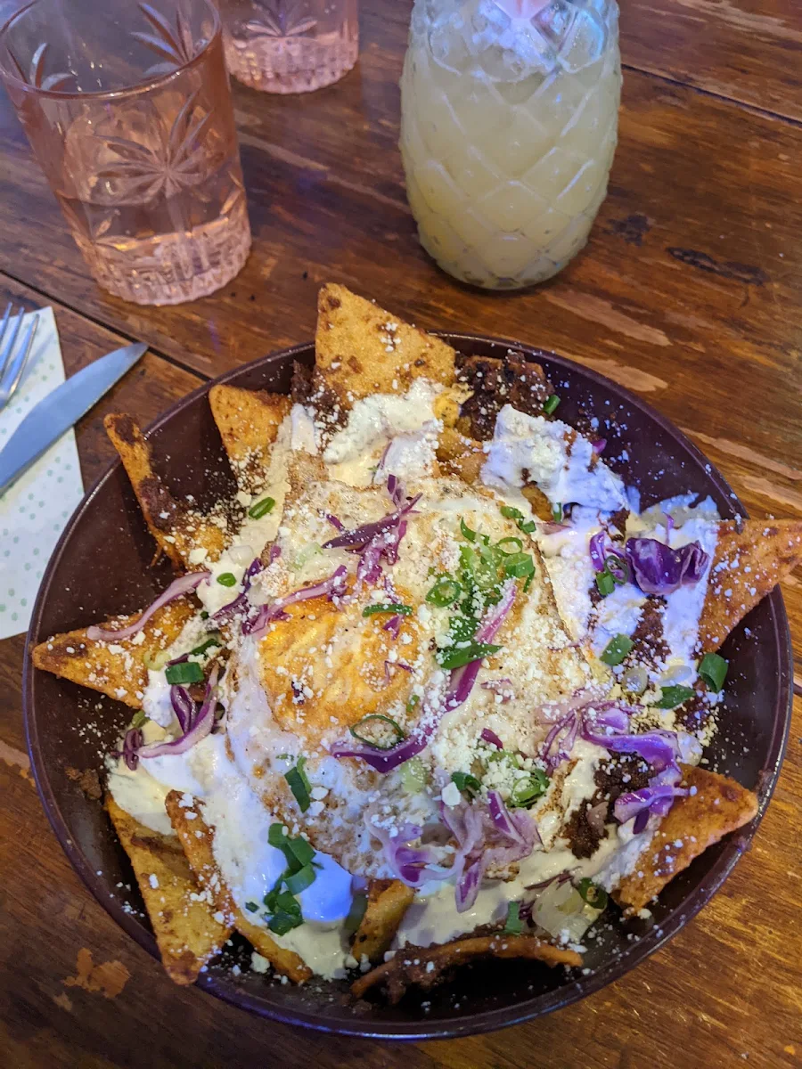 Chilaquiles with Chile Con Carne Filling, Mezcals Tequila Bar & Restaurant