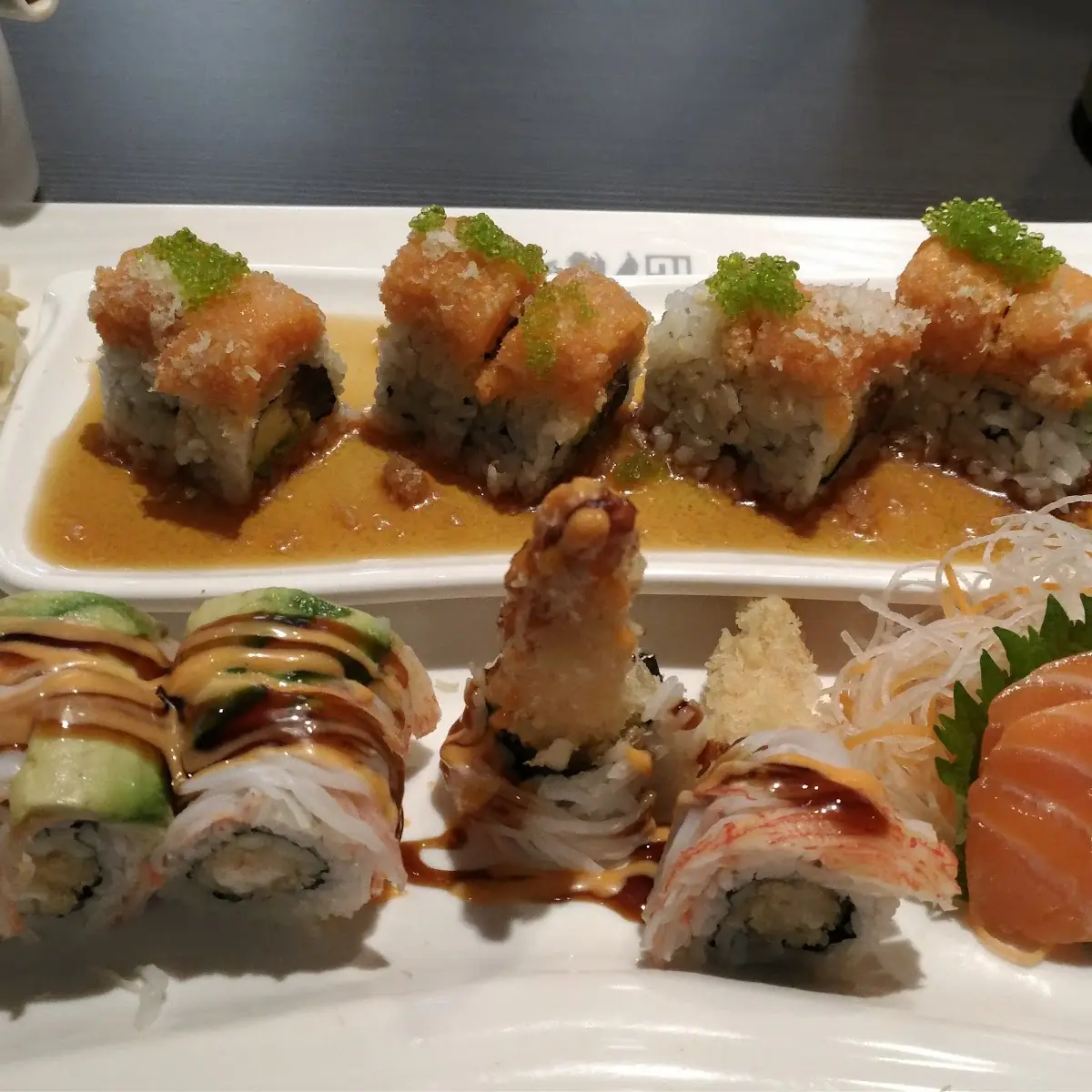 Empire Roll King Kong Roll and Salmon Sashimi