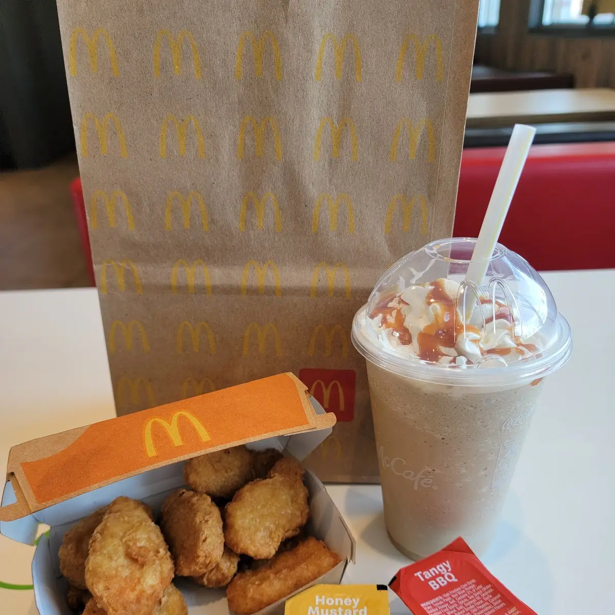 10 Nuggets and Caramel Frappe