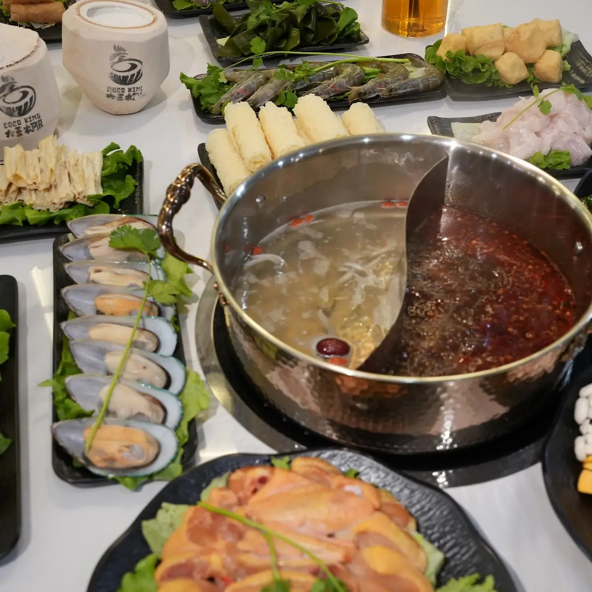 Coconut Chicken Hot Pot Spread