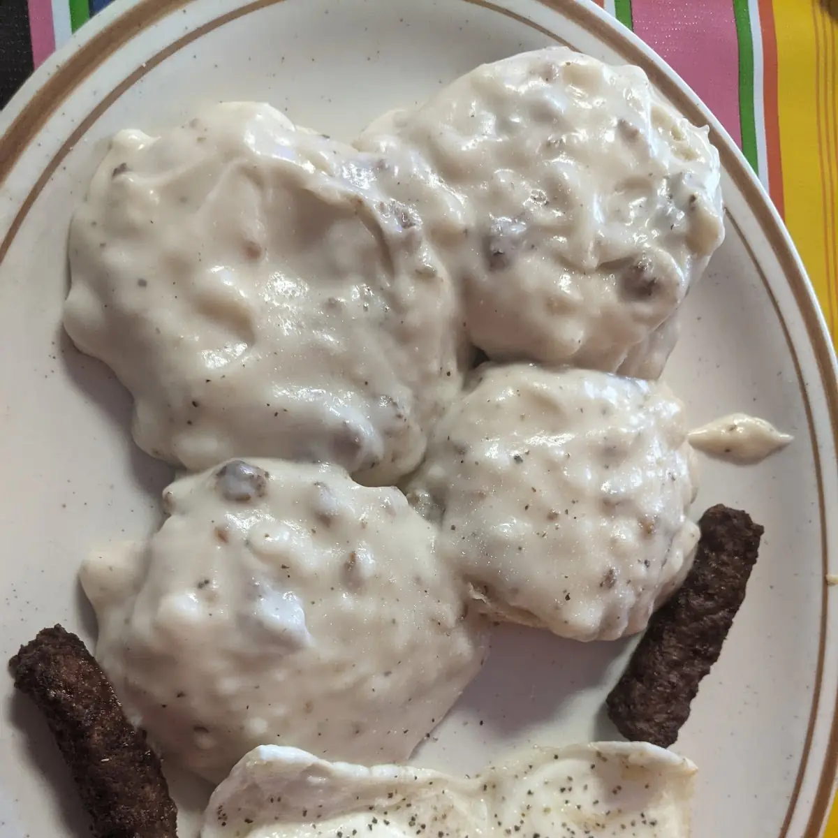 Sausage Gravy Biscuits and Eggs