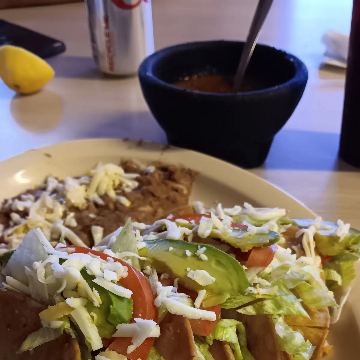 Crunchy Ground Beef Tacos with Refried Beans