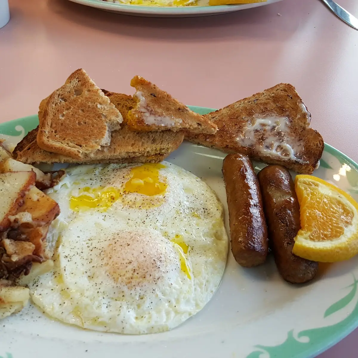 Eggs Home Fries Sausage Links Toast