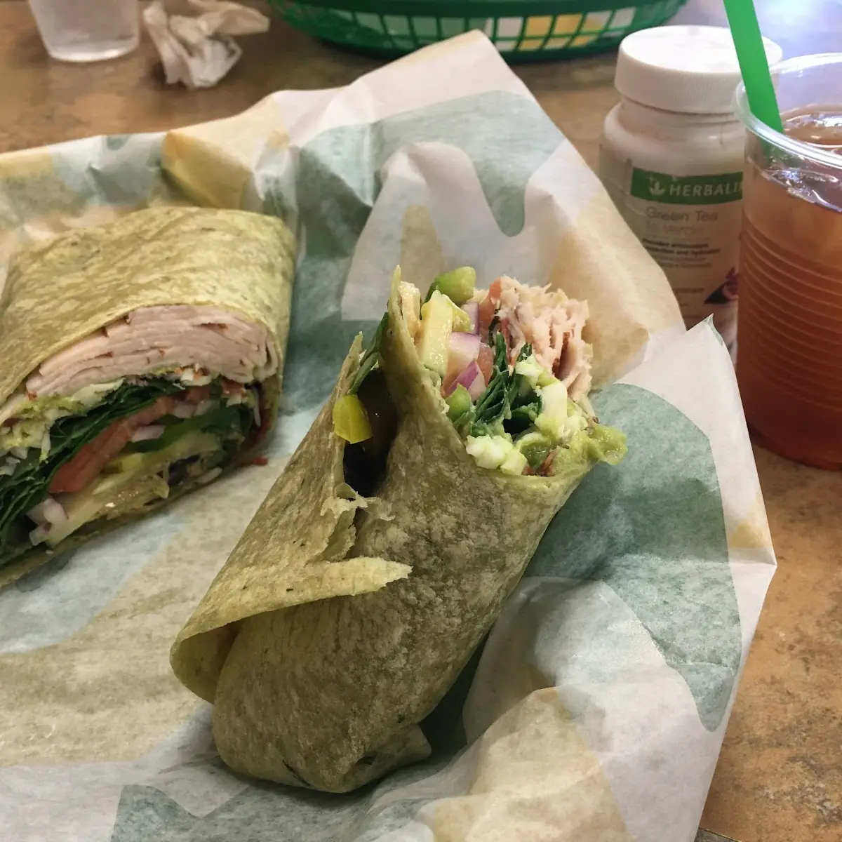 Subway Healthy Wrap and Green Tea