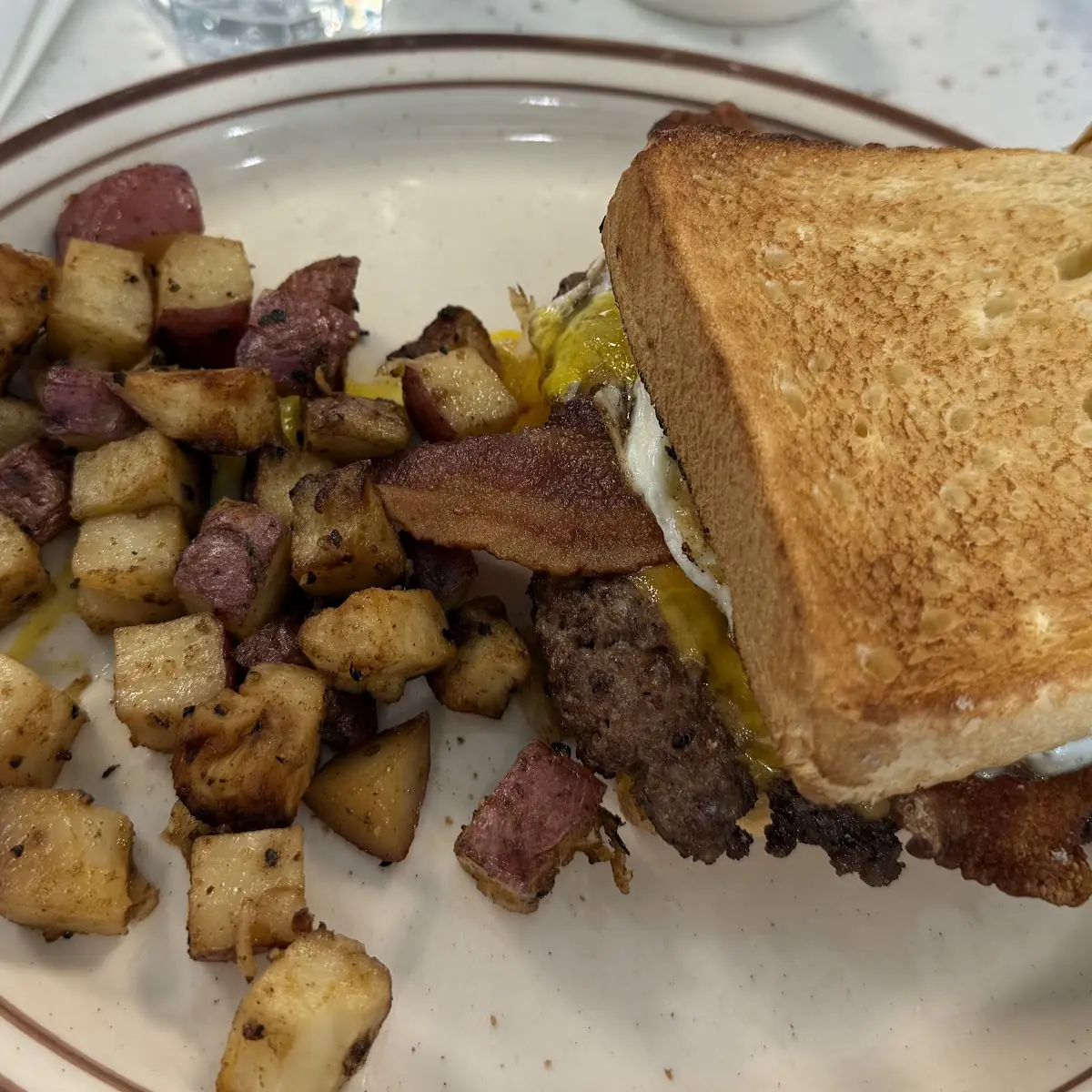Breakfast Smash Burger with Potatoes