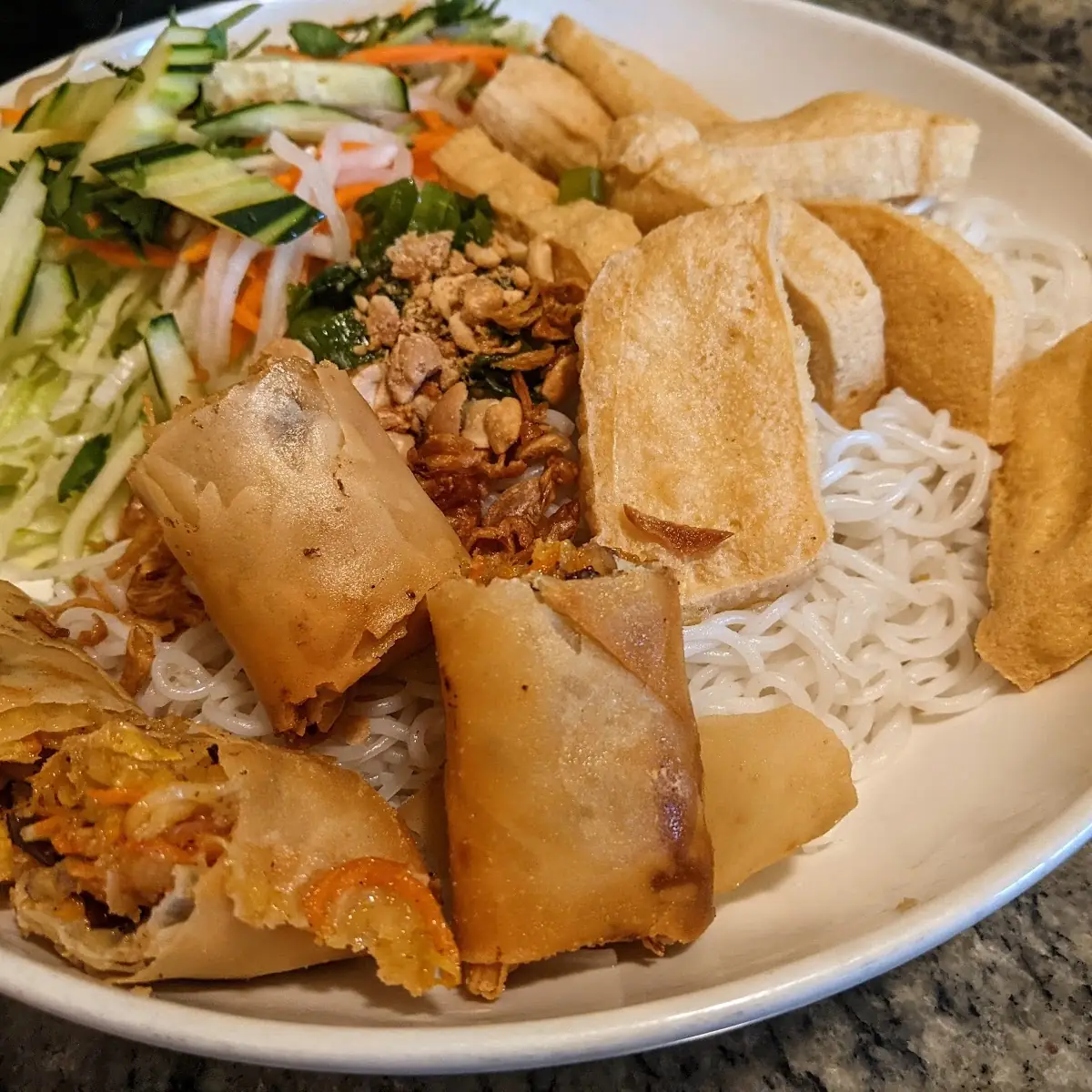 Vermicelli Noodles Salad with Spring Rolls