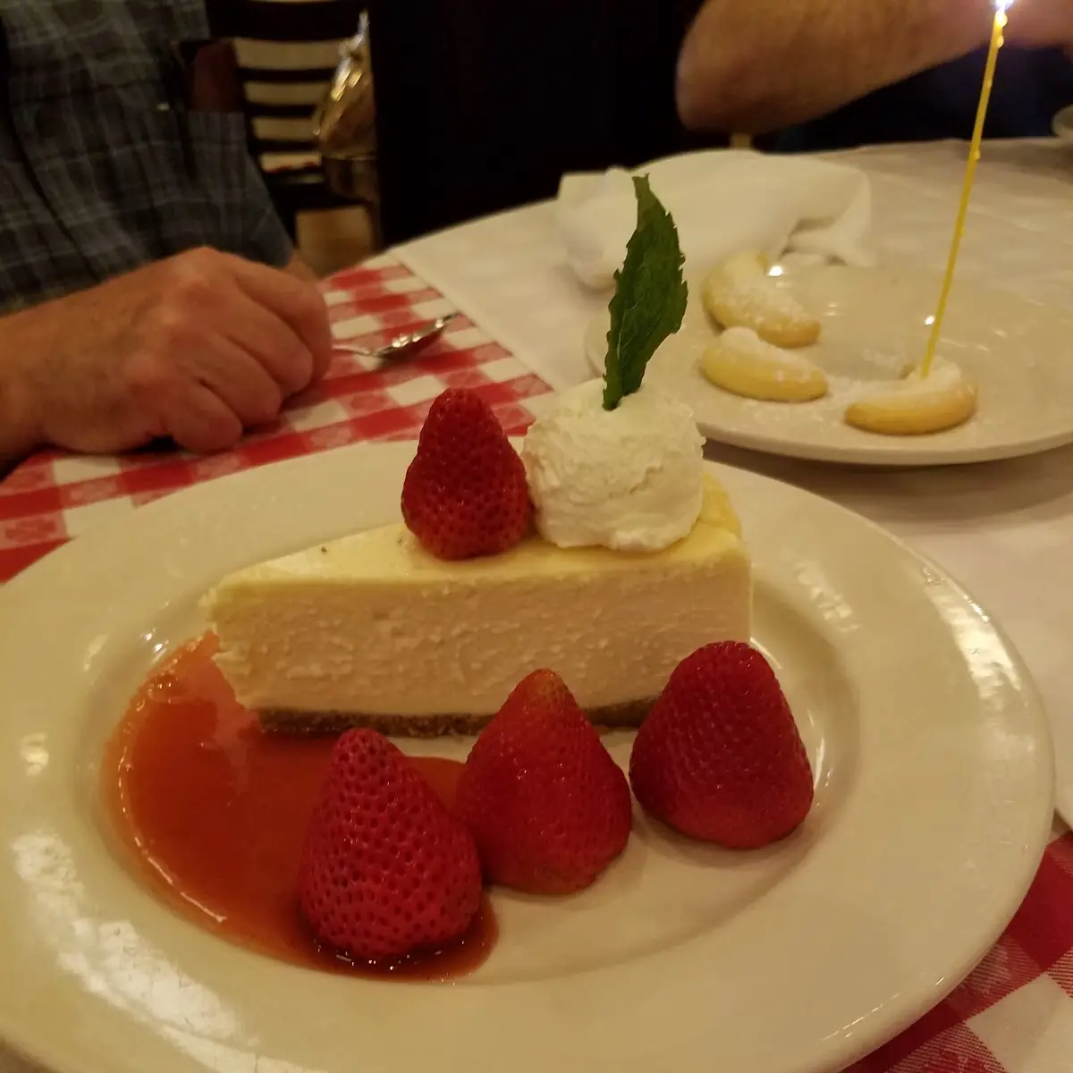 Cheesecake Slice with Strawberries and Cream
