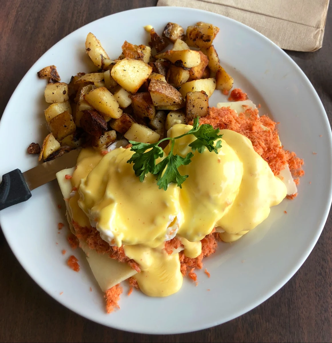 Salmon Eggs Benedict, Dumpling House Williams Lake
