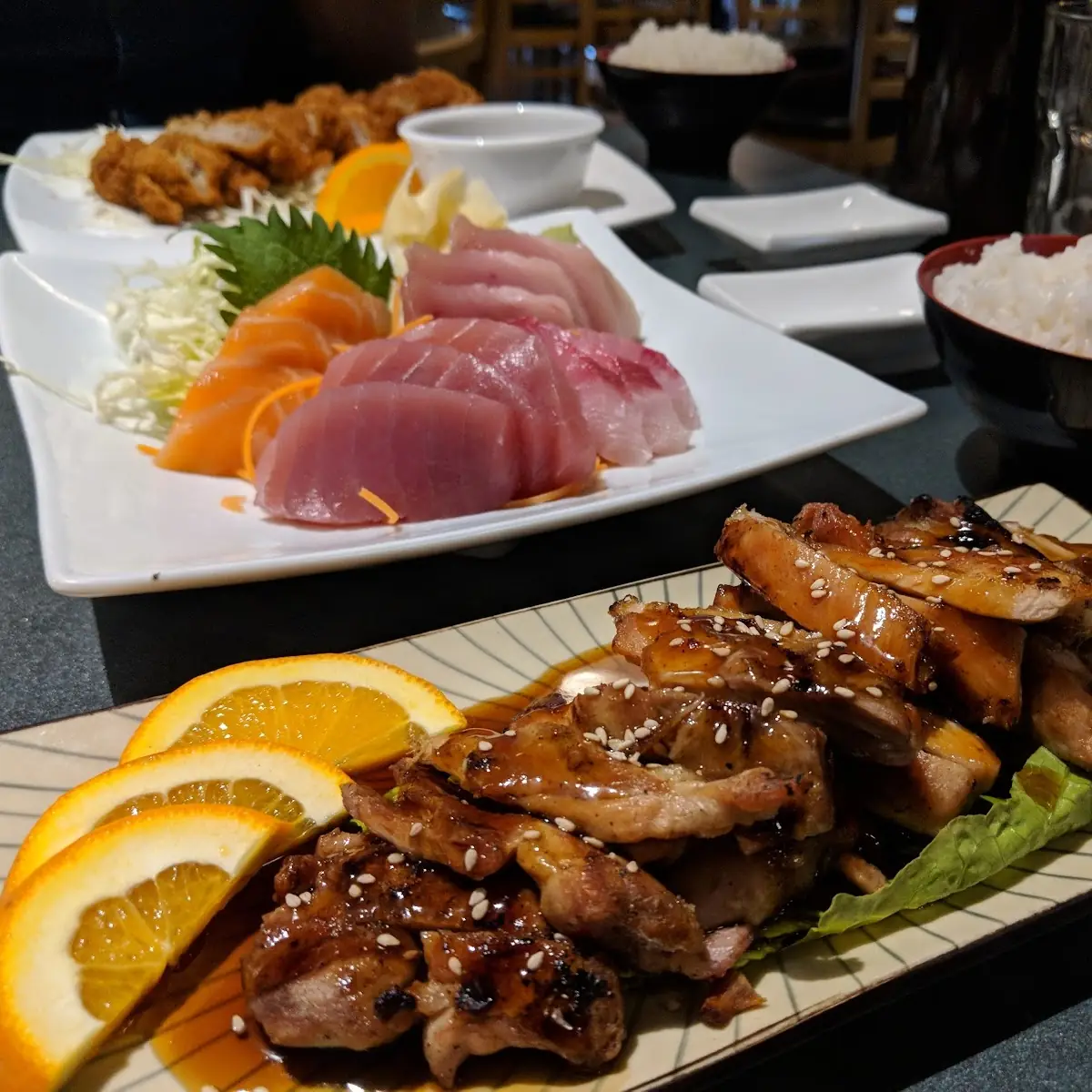 Sashimi with Chicken Teriyaki