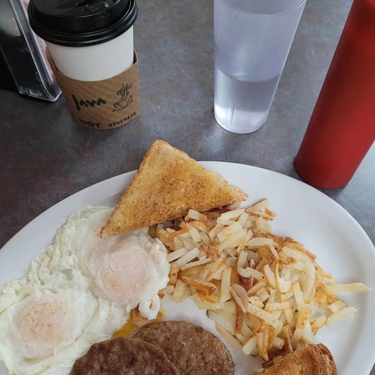 Eggs Hash Browns Toast