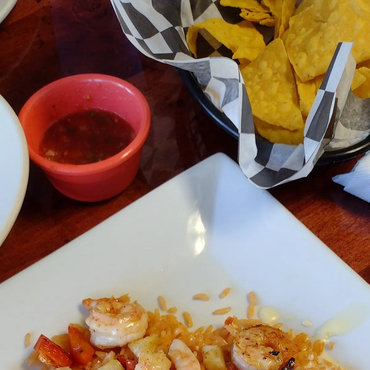 Grilled Shrimp with Pineapple Fried Rice and Red Bell Peppers