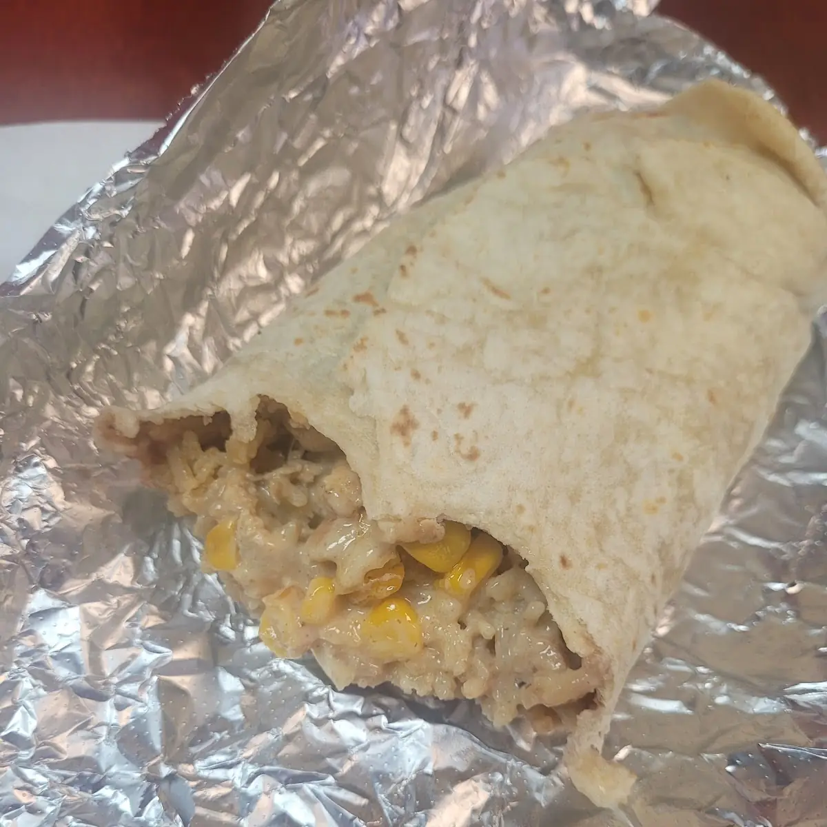 Corn Bean Burrito with Sour Cream