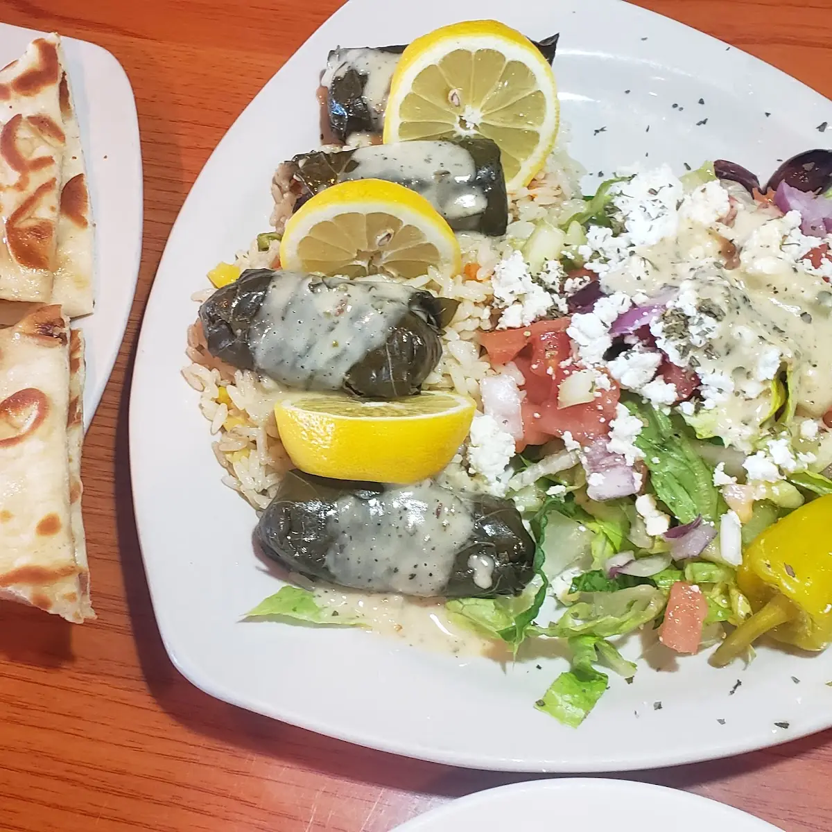 Grape Leaves and Hummus Plate
