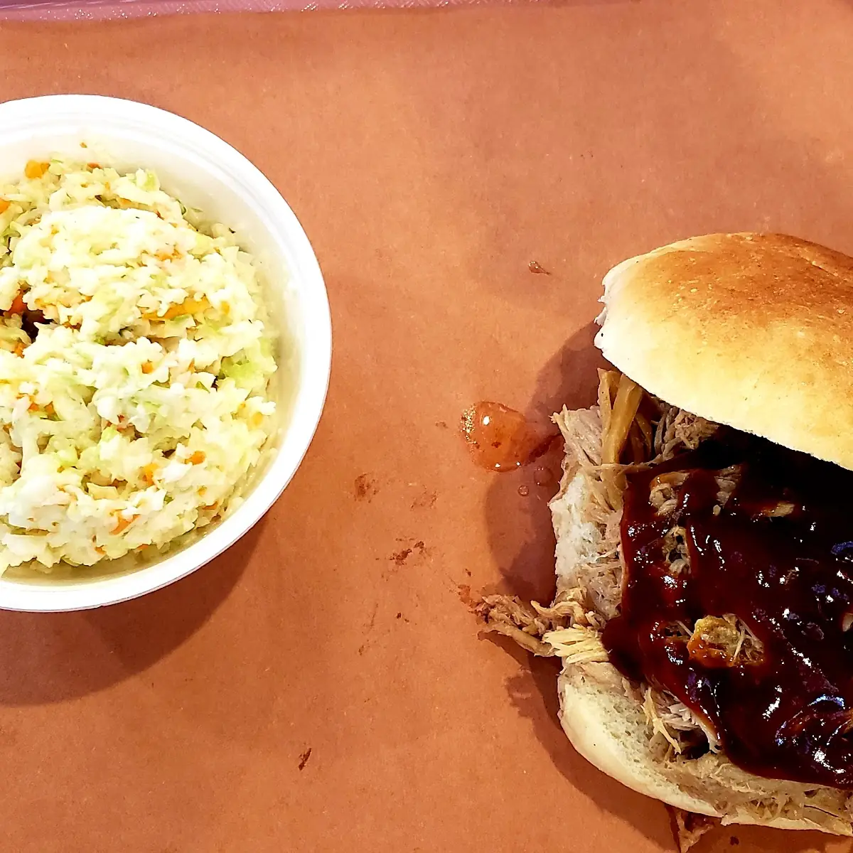 Coleslaw and Pulled Pork Sandwich