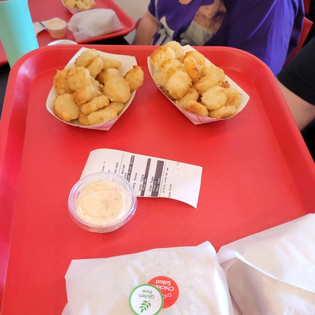 Chicken Salad Sandwich and Tater Tots
