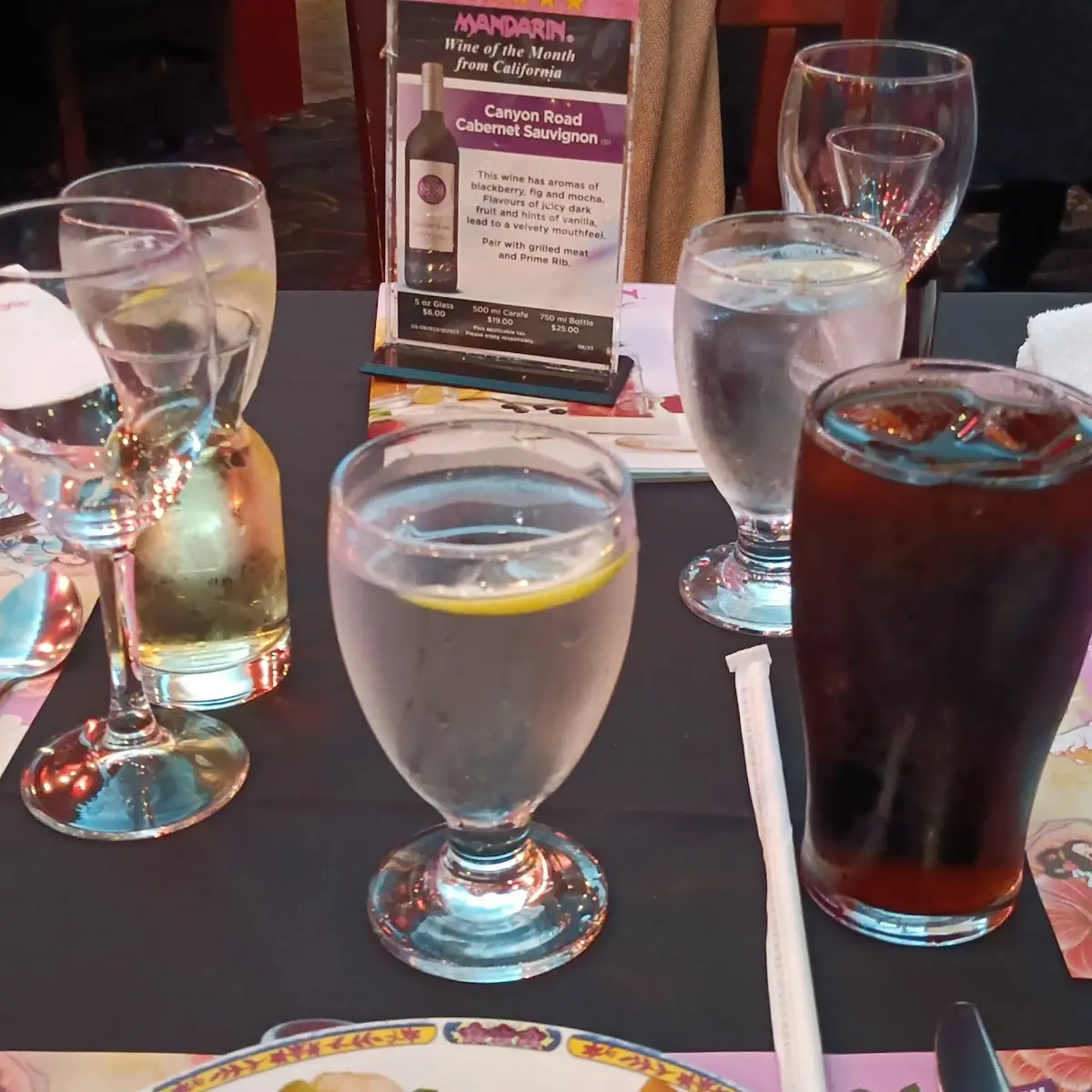Water with Lemon Coke Zero